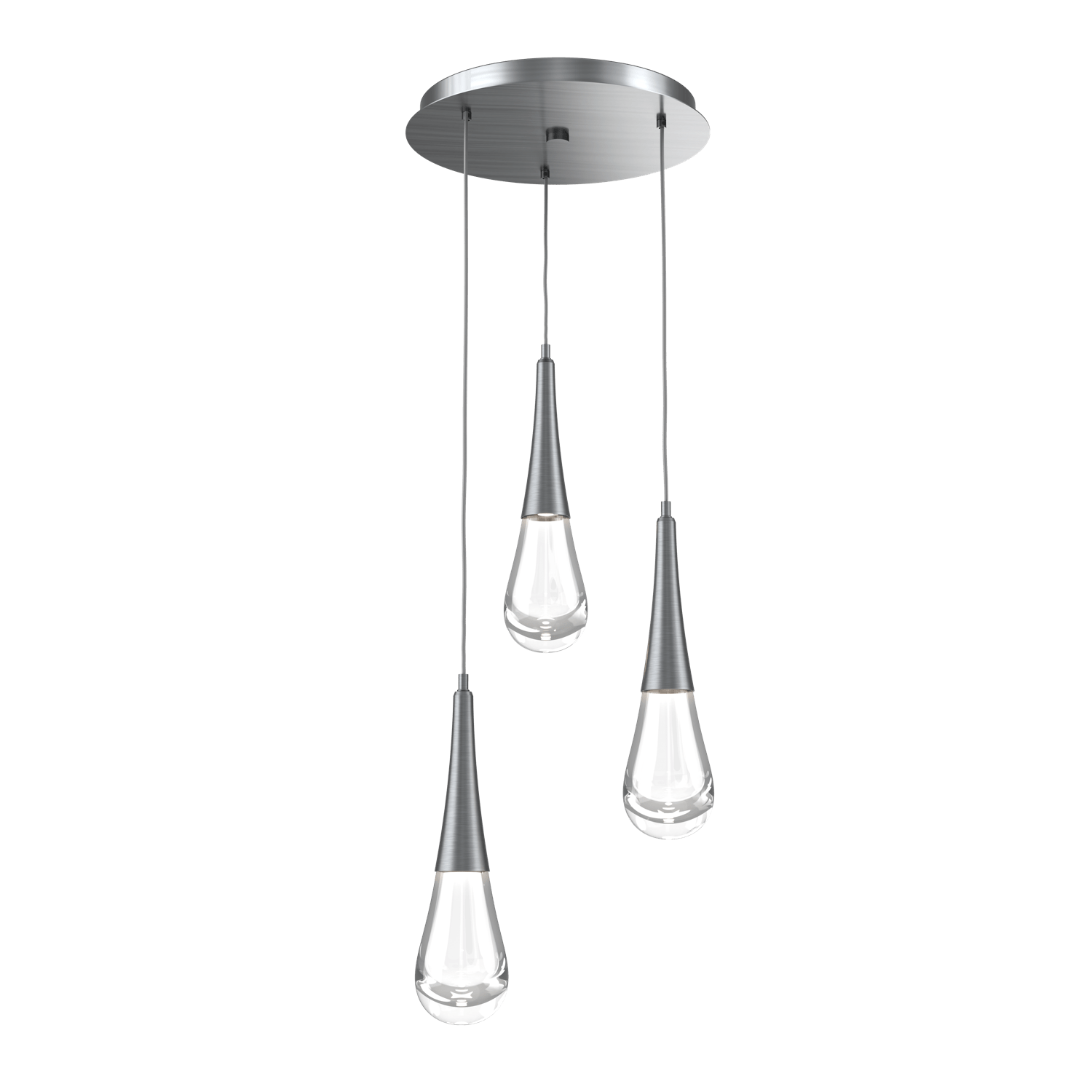 CHB0078-03-GM-Hammerton-Studio-Raindrop-3-light-round-pendant-chandelier-with-gunmetal-finish-and-clear-blown-glass-shades-and-LED-lamping