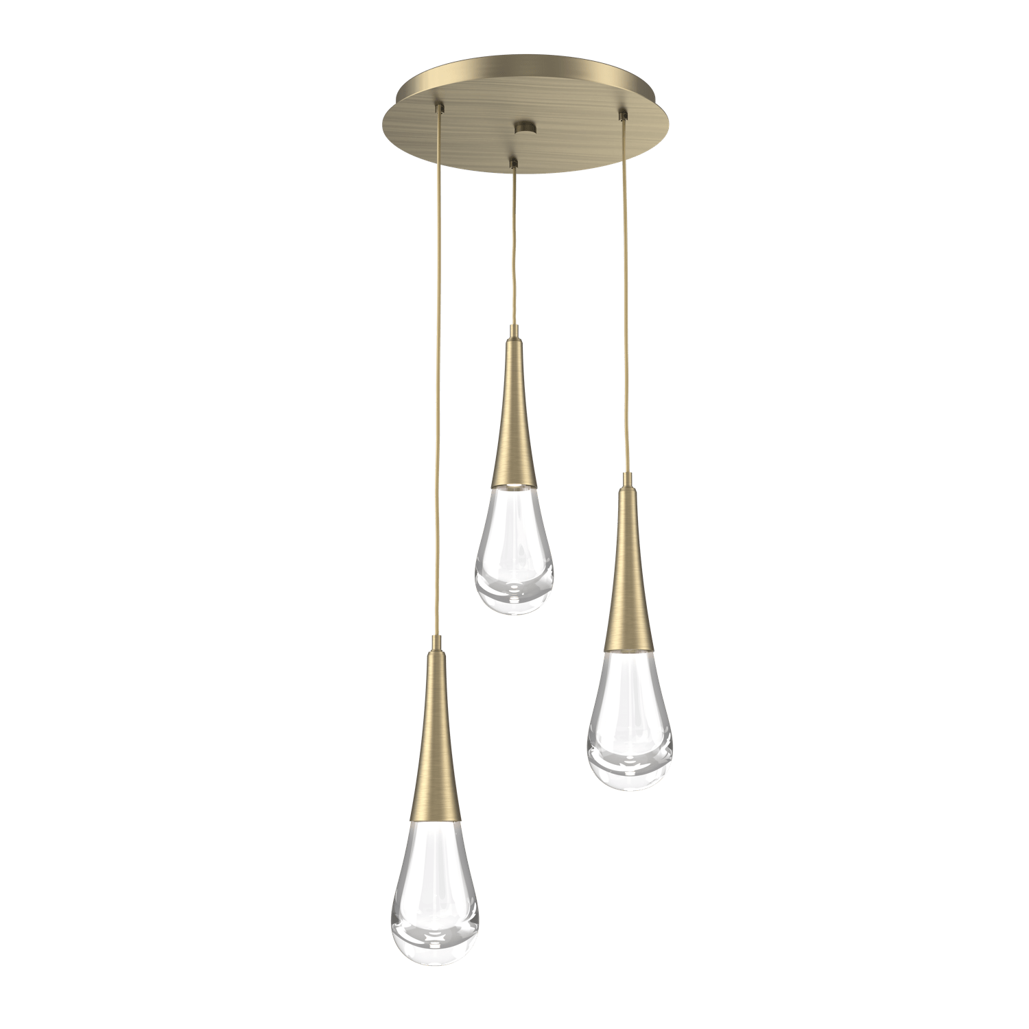 CHB0078-03-HB-Hammerton-Studio-Raindrop-3-light-round-pendant-chandelier-with-heritage-brass-finish-and-clear-blown-glass-shades-and-LED-lamping