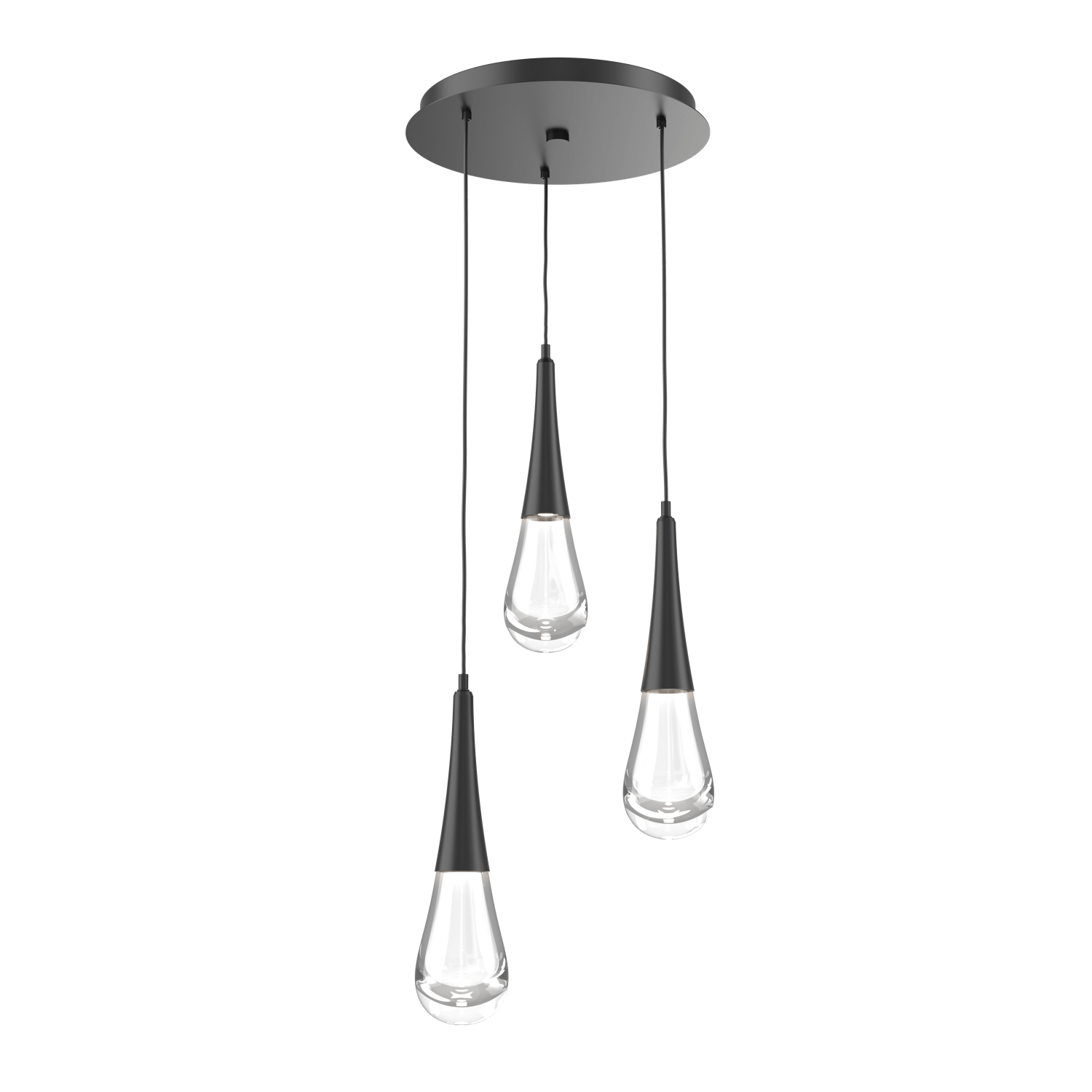 CHB0078-03-MB-Hammerton-Studio-Raindrop-3-light-round-pendant-chandelier-with-matte-black-finish-and-clear-blown-glass-shades-and-LED-lamping