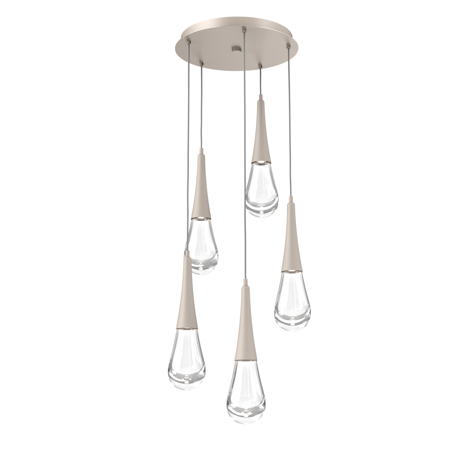 CHB0078-05-BS-Hammerton-Studio-Raindrop-5-light-round-pendant-chandelier-with-metallic-beige-silver-finish-and-clear-blown-glass-shades-and-LED-lamping