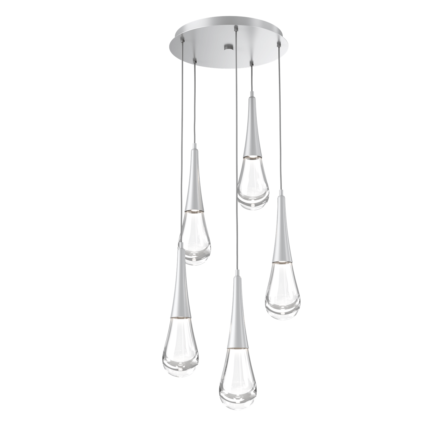 CHB0078-05-CS-Hammerton-Studio-Raindrop-5-light-round-pendant-chandelier-with-classic-silver-finish-and-clear-blown-glass-shades-and-LED-lamping