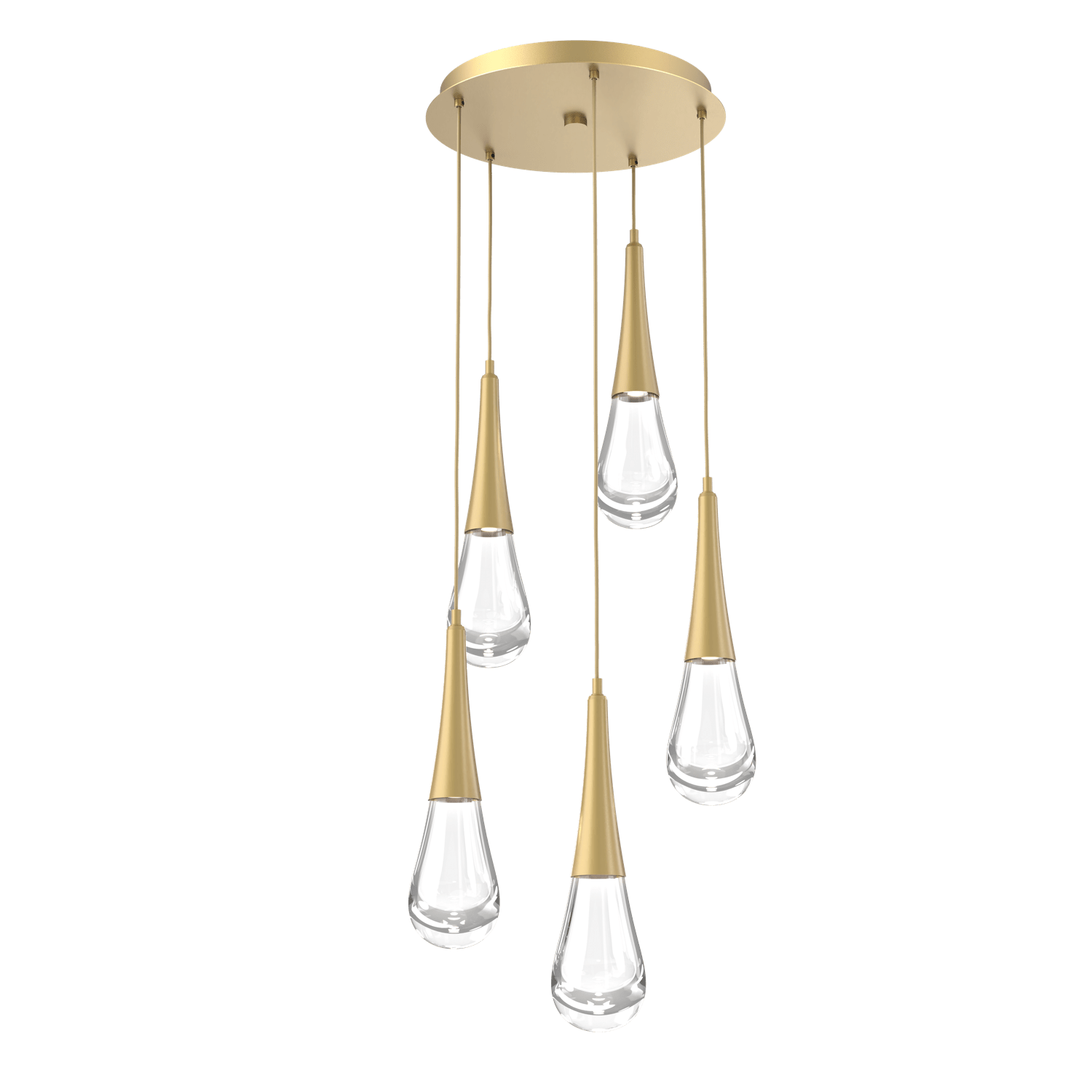 CHB0078-05-GB-Hammerton-Studio-Raindrop-5-light-round-pendant-chandelier-with-gilded-brass-finish-and-clear-blown-glass-shades-and-LED-lamping