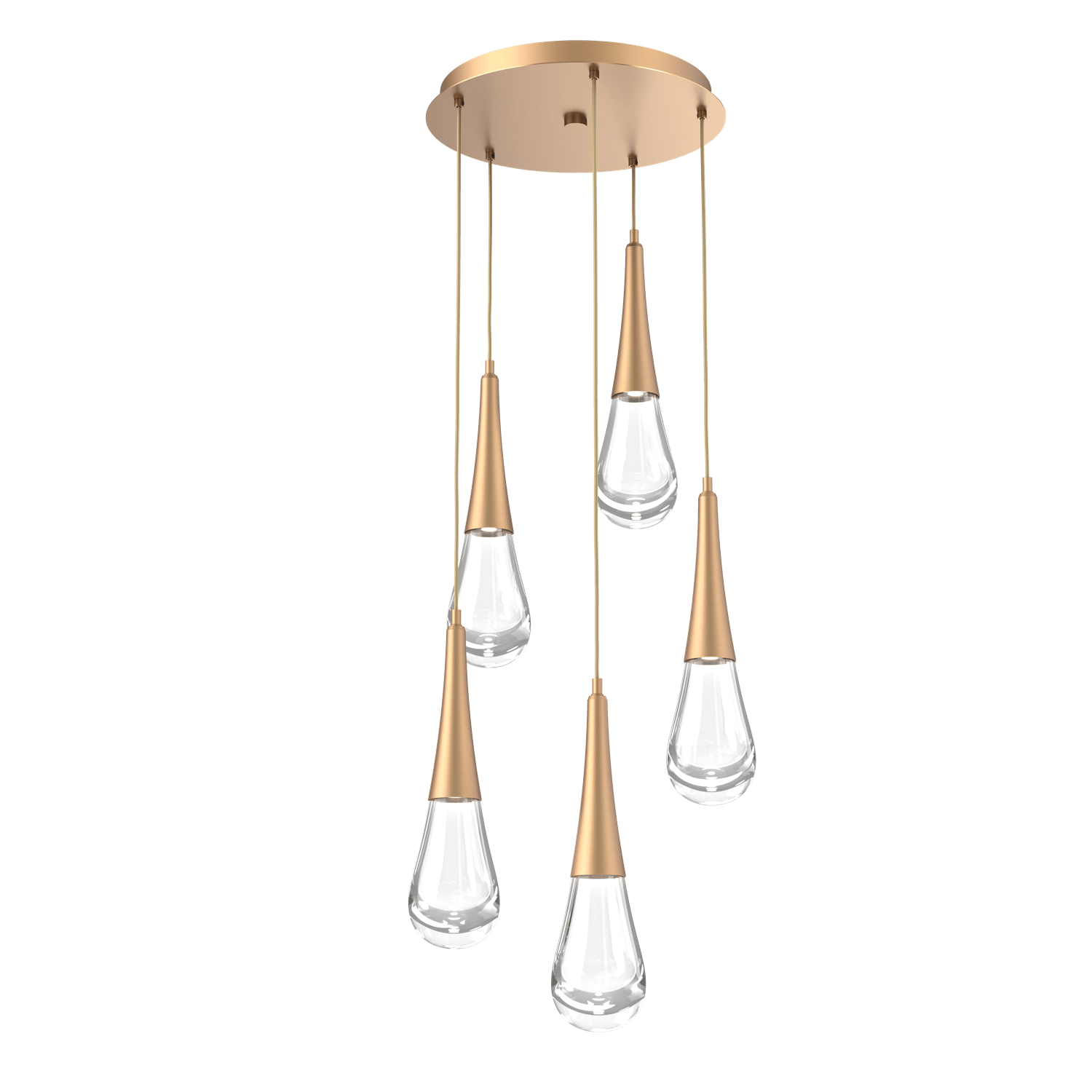 CHB0078-05-NB-Hammerton-Studio-Raindrop-5-light-round-pendant-chandelier-with-novel-brass-finish-and-clear-blown-glass-shades-and-LED-lamping