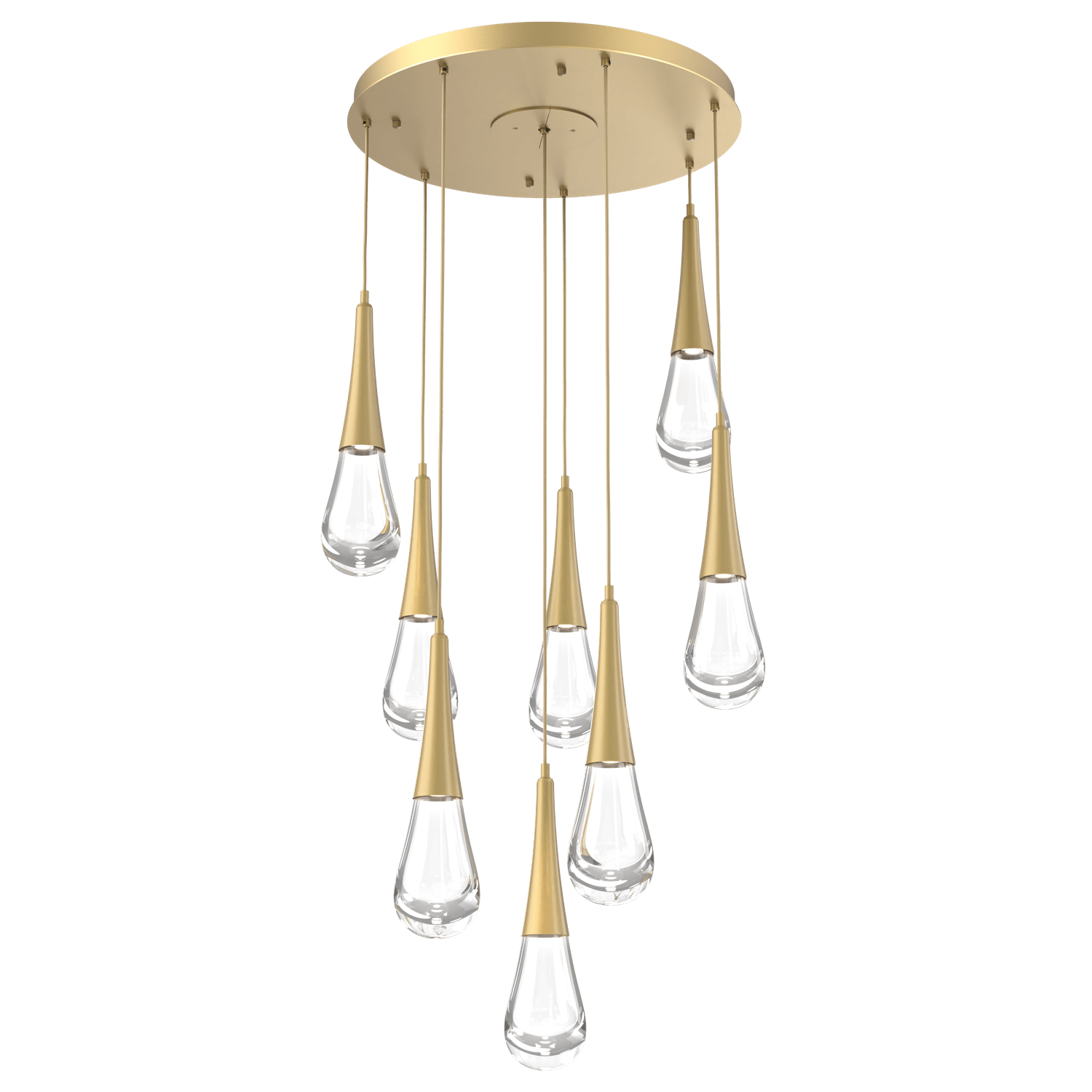 CHB0078-08-GB-Hammerton-Studio-Raindrop-8-light-round-pendant-chandelier-with-gilded-brass-finish-and-clear-blown-glass-shades-and-LED-lamping