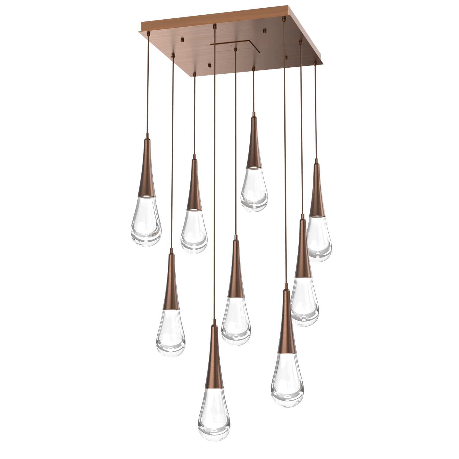 CHB0078-09-RB-Hammerton-Studio-Raindrop-9-light-square-pendant-chandelier-with-oil-rubbed-bronze-finish-and-clear-blown-glass-shades-and-LED-lamping