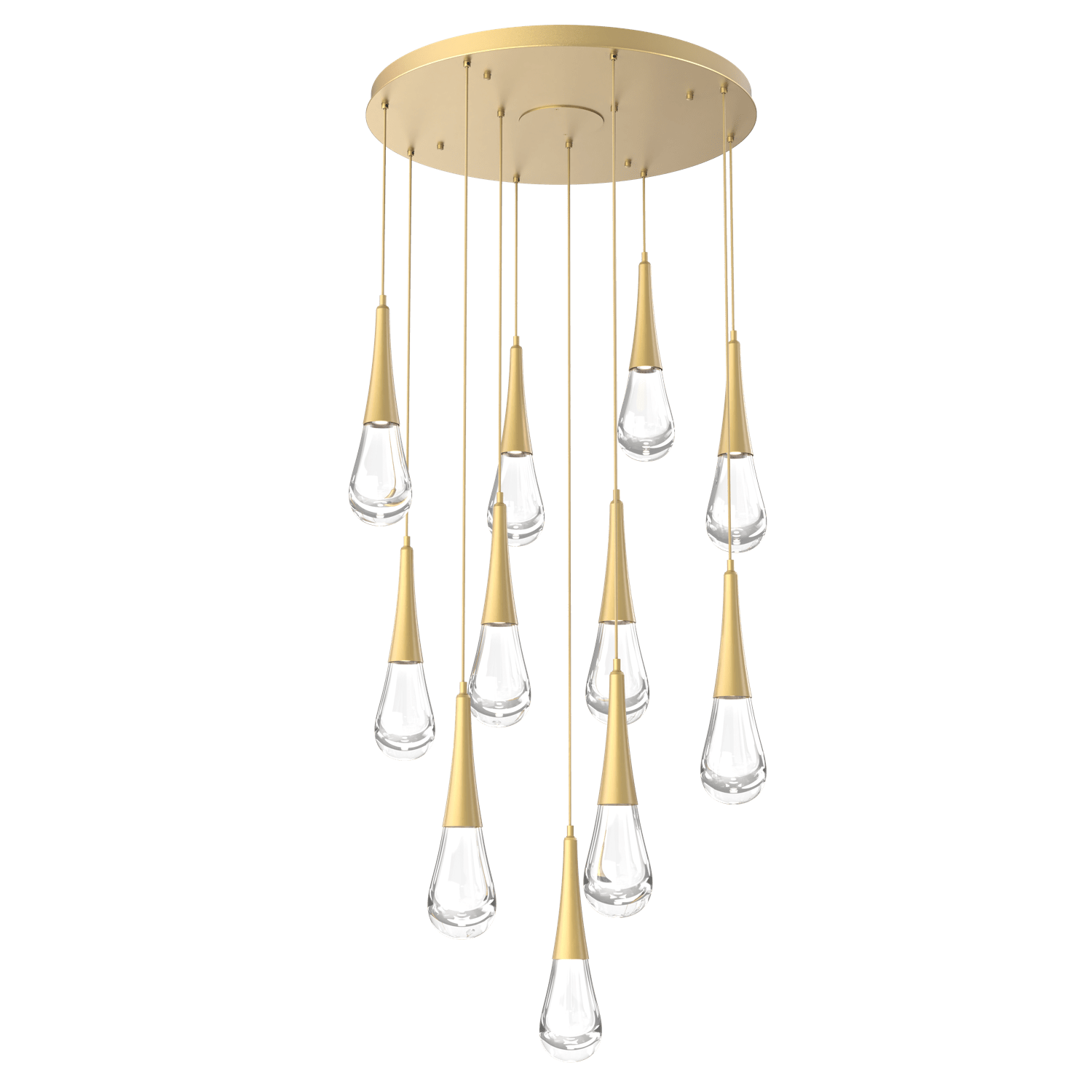CHB0078-11-GB-Hammerton-Studio-Raindrop-11-light-round-pendant-chandelier-with-gilded-brass-finish-and-clear-blown-glass-shades-and-LED-lamping