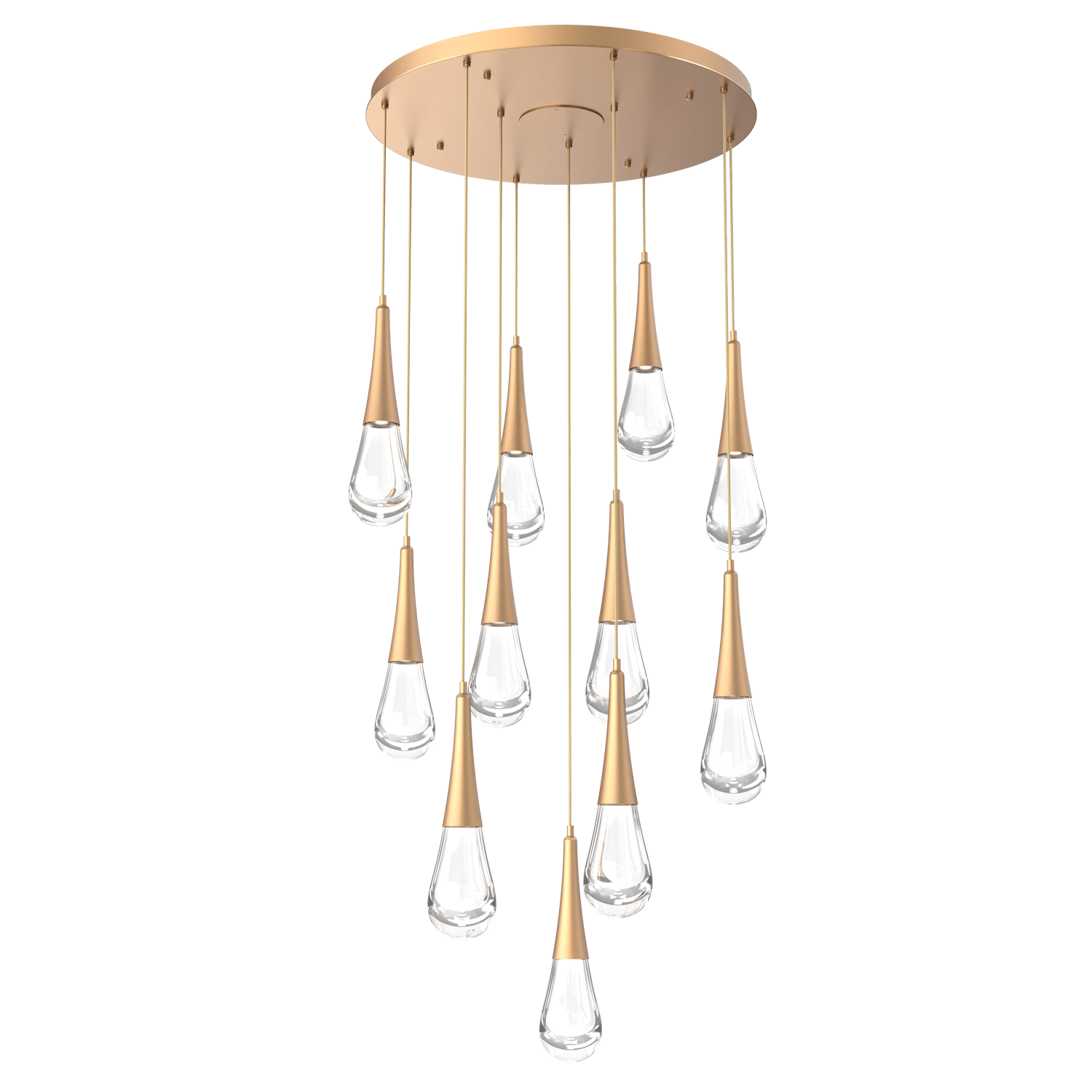 CHB0078-11-NB-Hammerton-Studio-Raindrop-11-light-round-pendant-chandelier-with-novel-brass-finish-and-clear-blown-glass-shades-and-LED-lamping