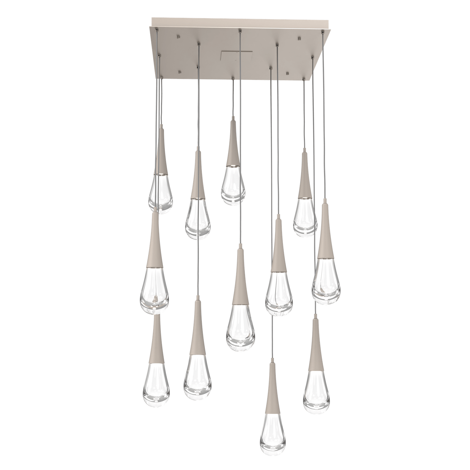 CHB0078-12-BS-Hammerton-Studio-Raindrop-12-light-square-pendant-chandelier-with-metallic-beige-silver-finish-and-clear-blown-glass-shades-and-LED-lamping
