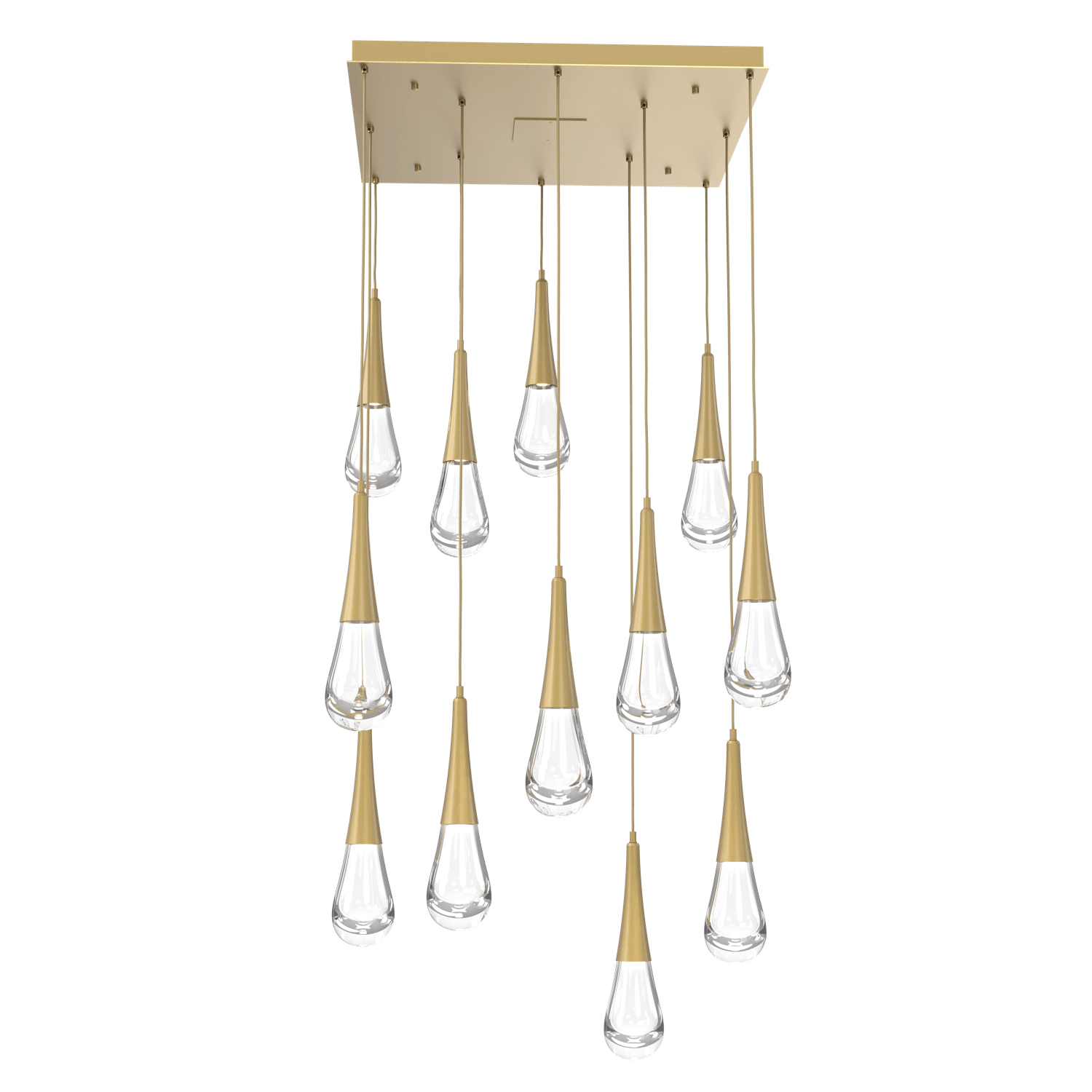 CHB0078-12-GB-Hammerton-Studio-Raindrop-12-light-square-pendant-chandelier-with-gilded-brass-finish-and-clear-blown-glass-shades-and-LED-lamping
