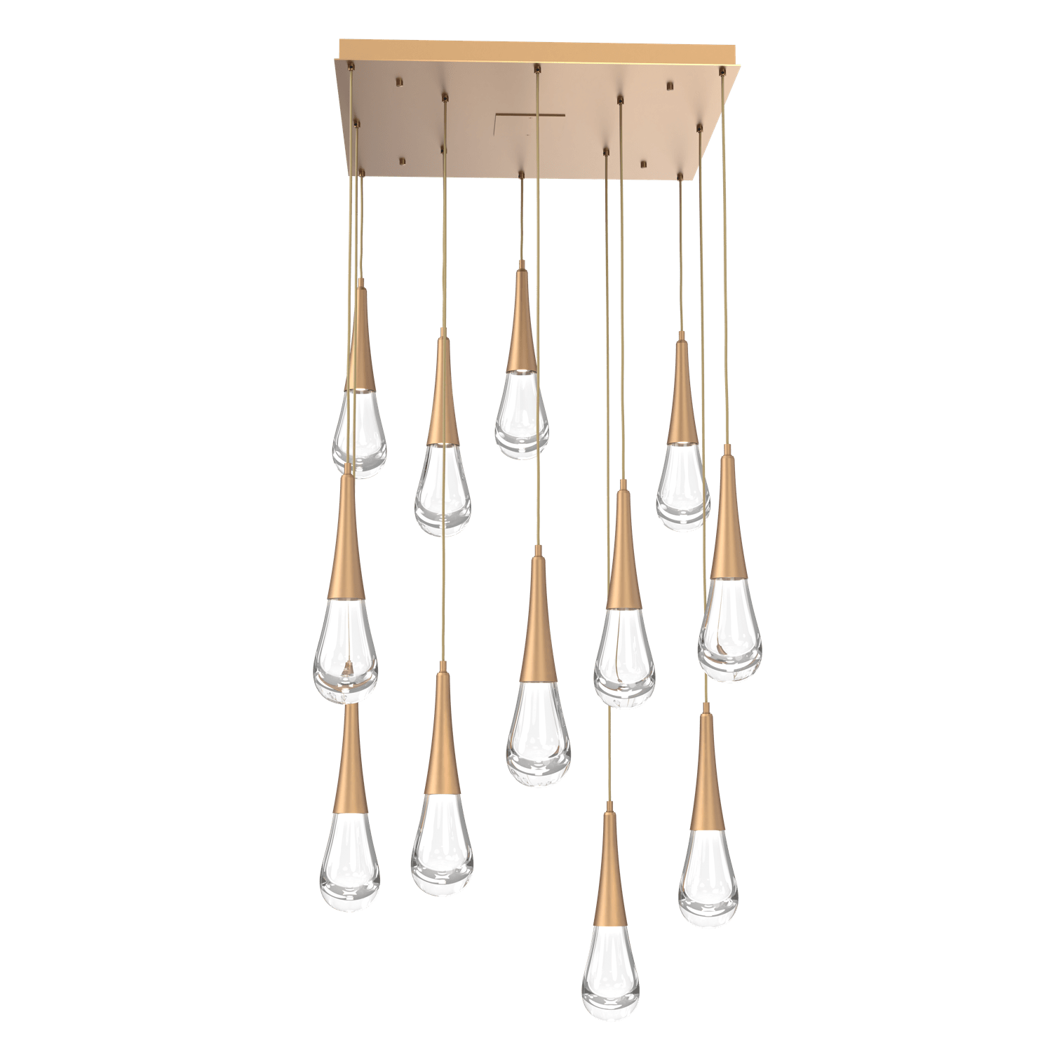 CHB0078-12-NB-Hammerton-Studio-Raindrop-12-light-square-pendant-chandelier-with-novel-brass-finish-and-clear-blown-glass-shades-and-LED-lamping