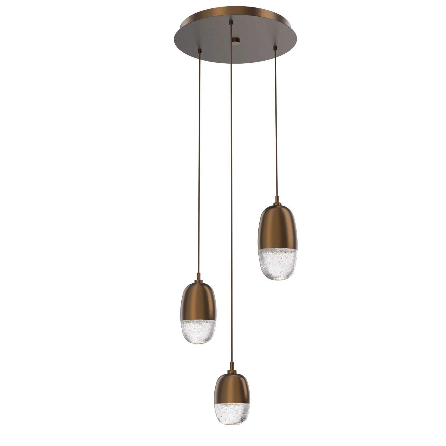 CHB0079-03-FB-Hammerton-Studio-Pebble-3-light-round-pendant-chandelier-with-flat-bronze-finish-and-clear-cast-glass-shades-and-LED-lamping