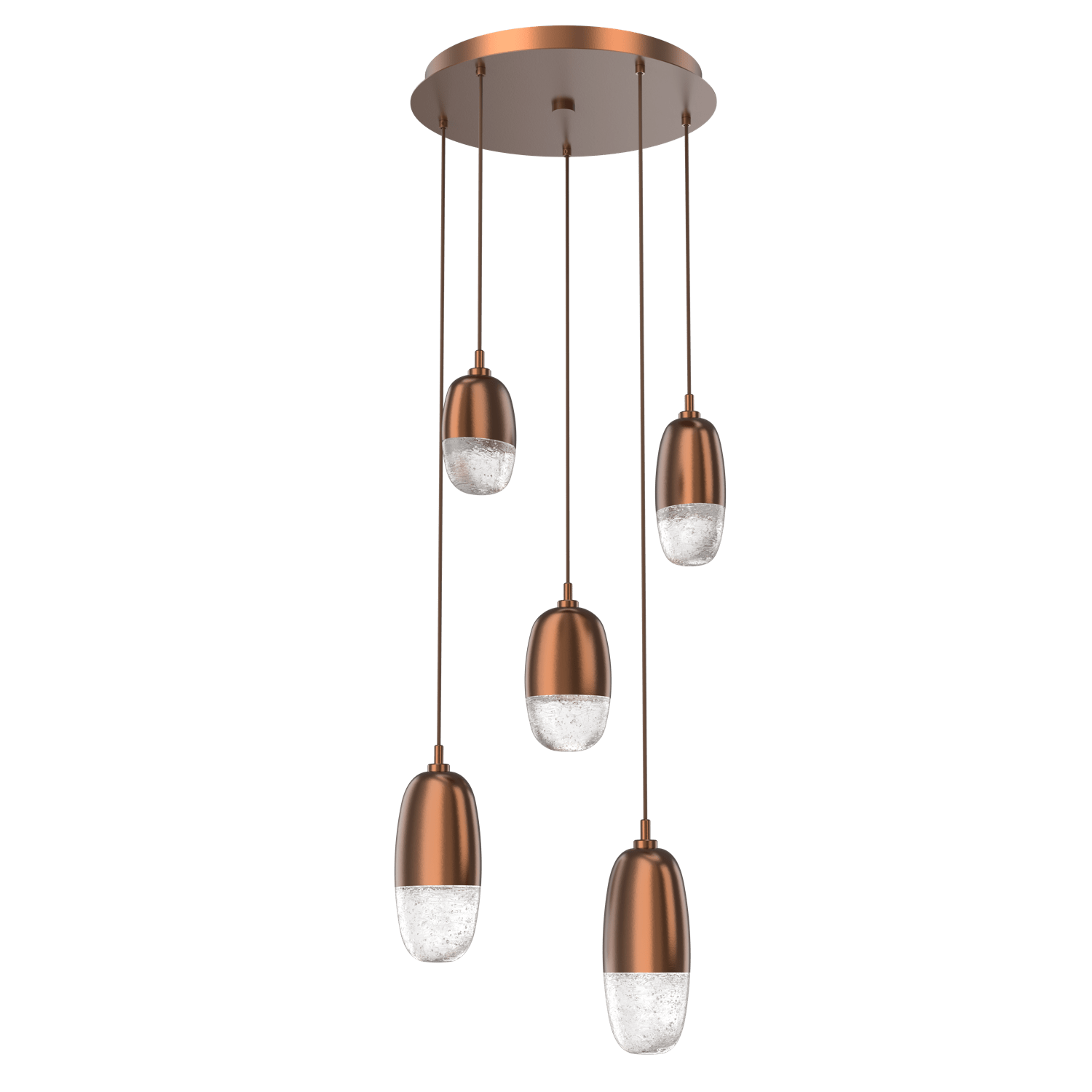 CHB0079-05-BB-Hammerton-Studio-Pebble-5-light-round-pendant-chandelier-with-burnished-bronze-finish-and-clear-cast-glass-shades-and-LED-lamping