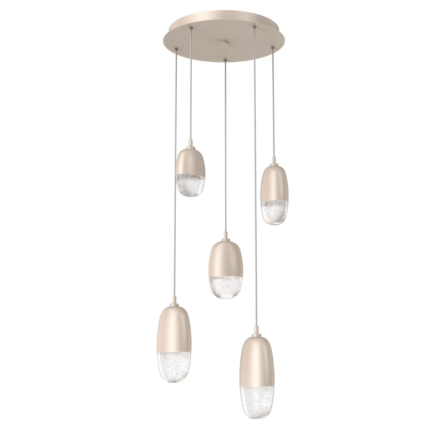 CHB0079-05-BS-Hammerton-Studio-Pebble-5-light-round-pendant-chandelier-with-metallic-beige-silver-finish-and-clear-cast-glass-shades-and-LED-lamping