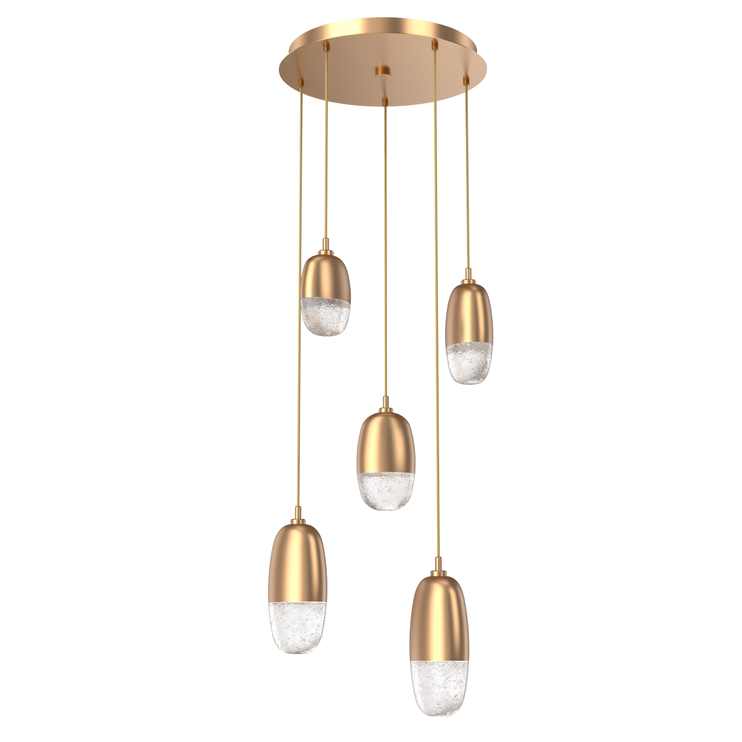 CHB0079-05-NB-Hammerton-Studio-Pebble-5-light-round-pendant-chandelier-with-novel-brass-finish-and-clear-cast-glass-shades-and-LED-lamping