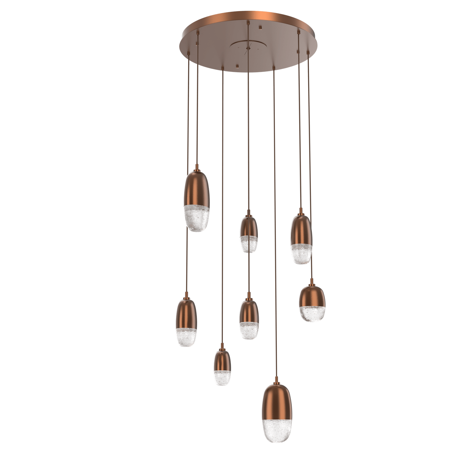 CHB0079-08-BB-Hammerton-Studio-Pebble-8-light-round-pendant-chandelier-with-burnished-bronze-finish-and-clear-cast-glass-shades-and-LED-lamping
