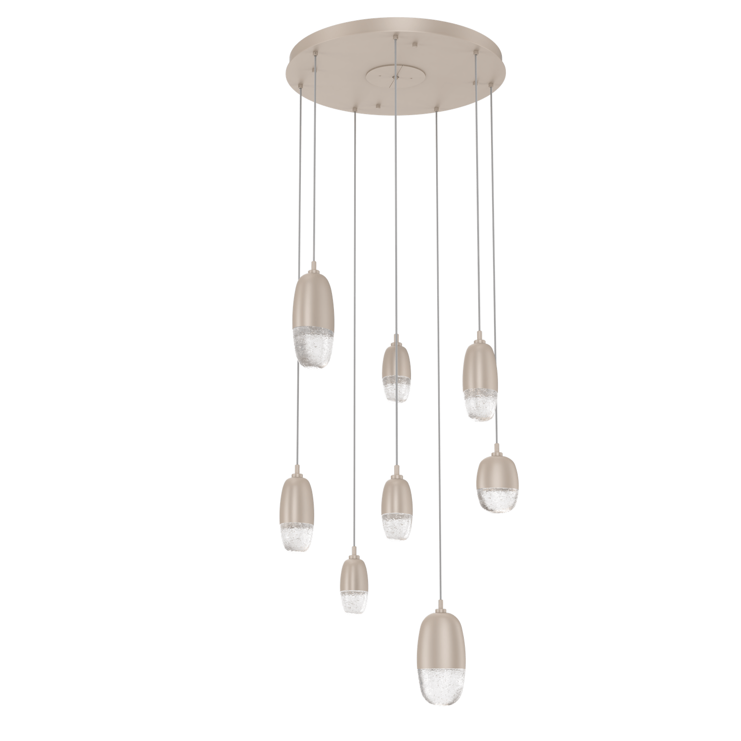 CHB0079-08-BS-Hammerton-Studio-Pebble-8-light-round-pendant-chandelier-with-metallic-beige-silver-finish-and-clear-cast-glass-shades-and-LED-lamping