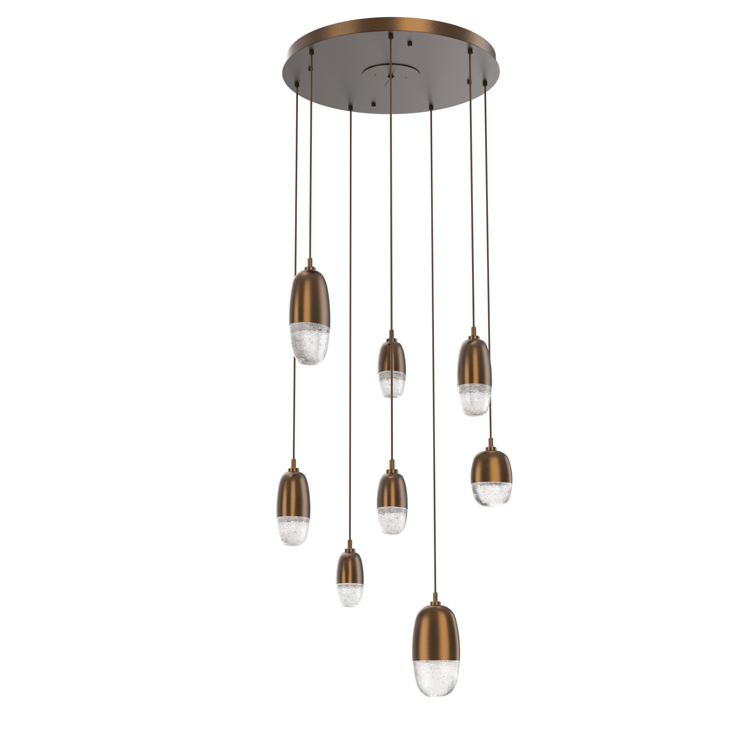 CHB0079-08-FB-Hammerton-Studio-Pebble-8-light-round-pendant-chandelier-with-flat-bronze-finish-and-clear-cast-glass-shades-and-LED-lamping
