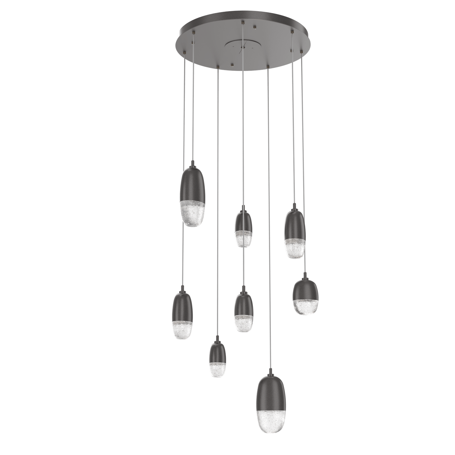CHB0079-08-GP-Hammerton-Studio-Pebble-8-light-round-pendant-chandelier-with-graphite-finish-and-clear-cast-glass-shades-and-LED-lamping