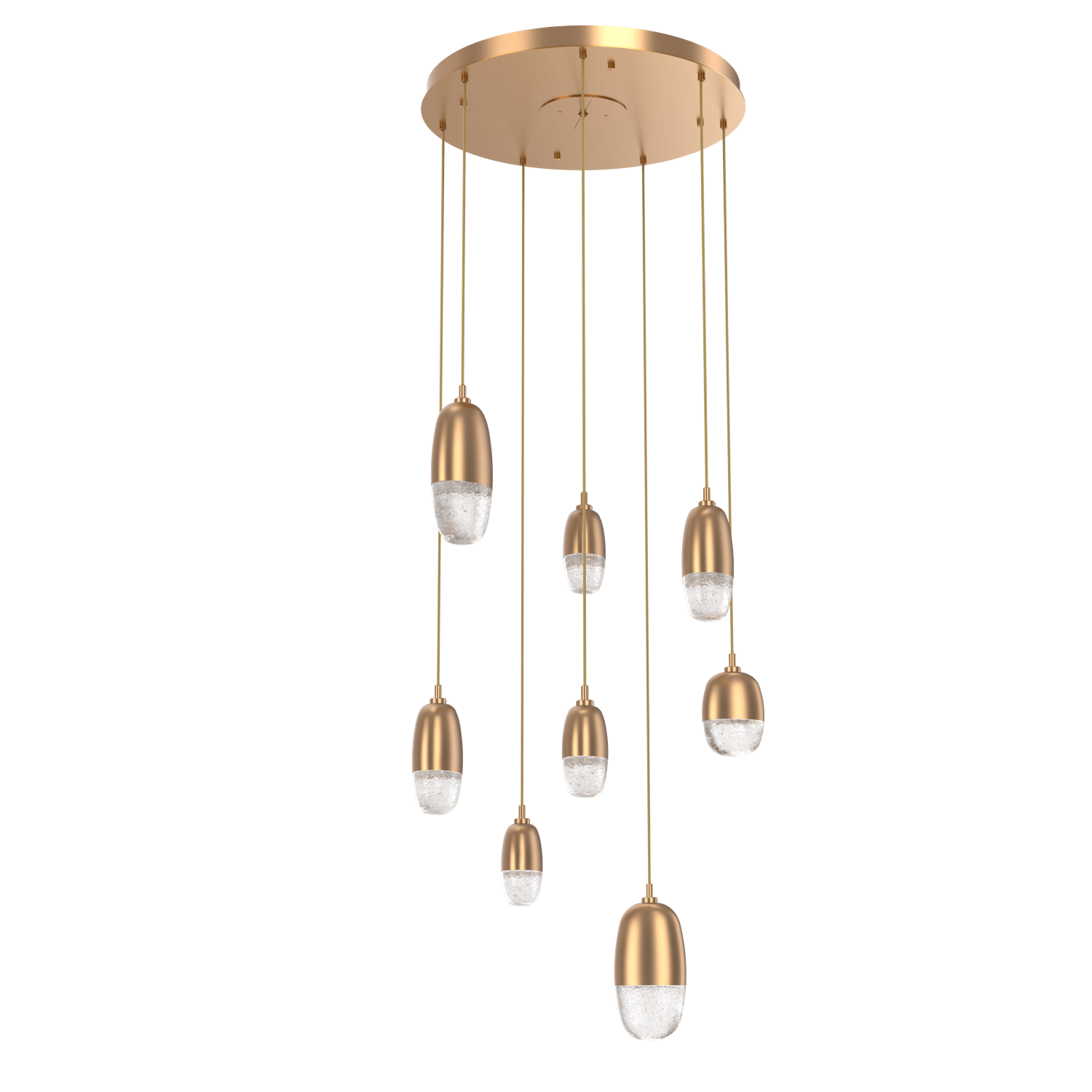 CHB0079-08-NB-Hammerton-Studio-Pebble-8-light-round-pendant-chandelier-with-novel-brass-finish-and-clear-cast-glass-shades-and-LED-lamping
