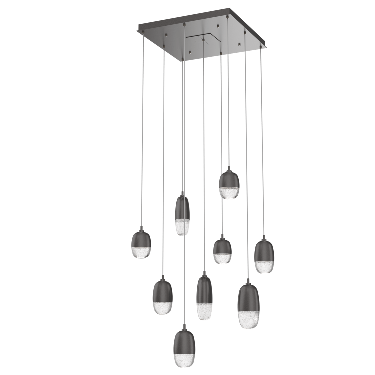 CHB0079-09-GP-Hammerton-Studio-Pebble-9-light-square-pendant-chandelier-with-graphite-finish-and-clear-cast-glass-shades-and-LED-lamping