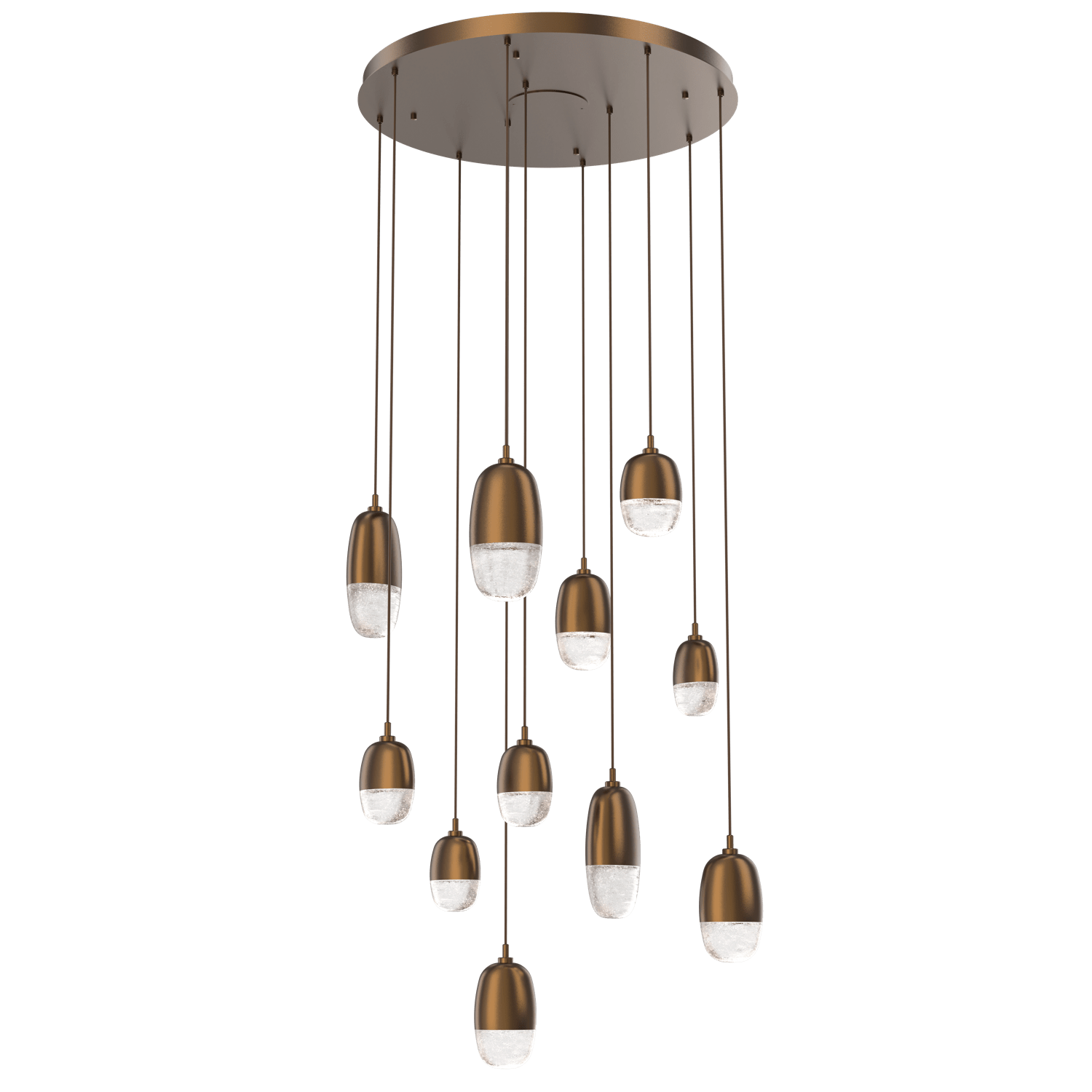 CHB0079-11-FB-Hammerton-Studio-Pebble-11-light-round-pendant-chandelier-with-flat-bronze-finish-and-clear-cast-glass-shades-and-LED-lamping
