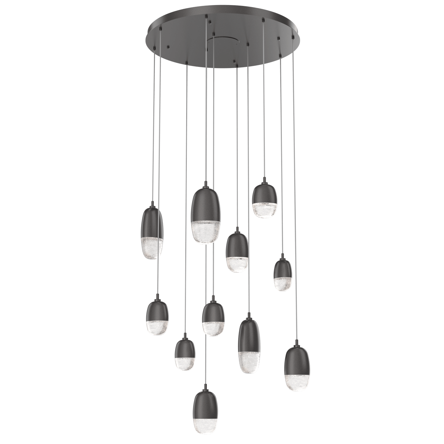 CHB0079-11-GP-Hammerton-Studio-Pebble-11-light-round-pendant-chandelier-with-graphite-finish-and-clear-cast-glass-shades-and-LED-lamping
