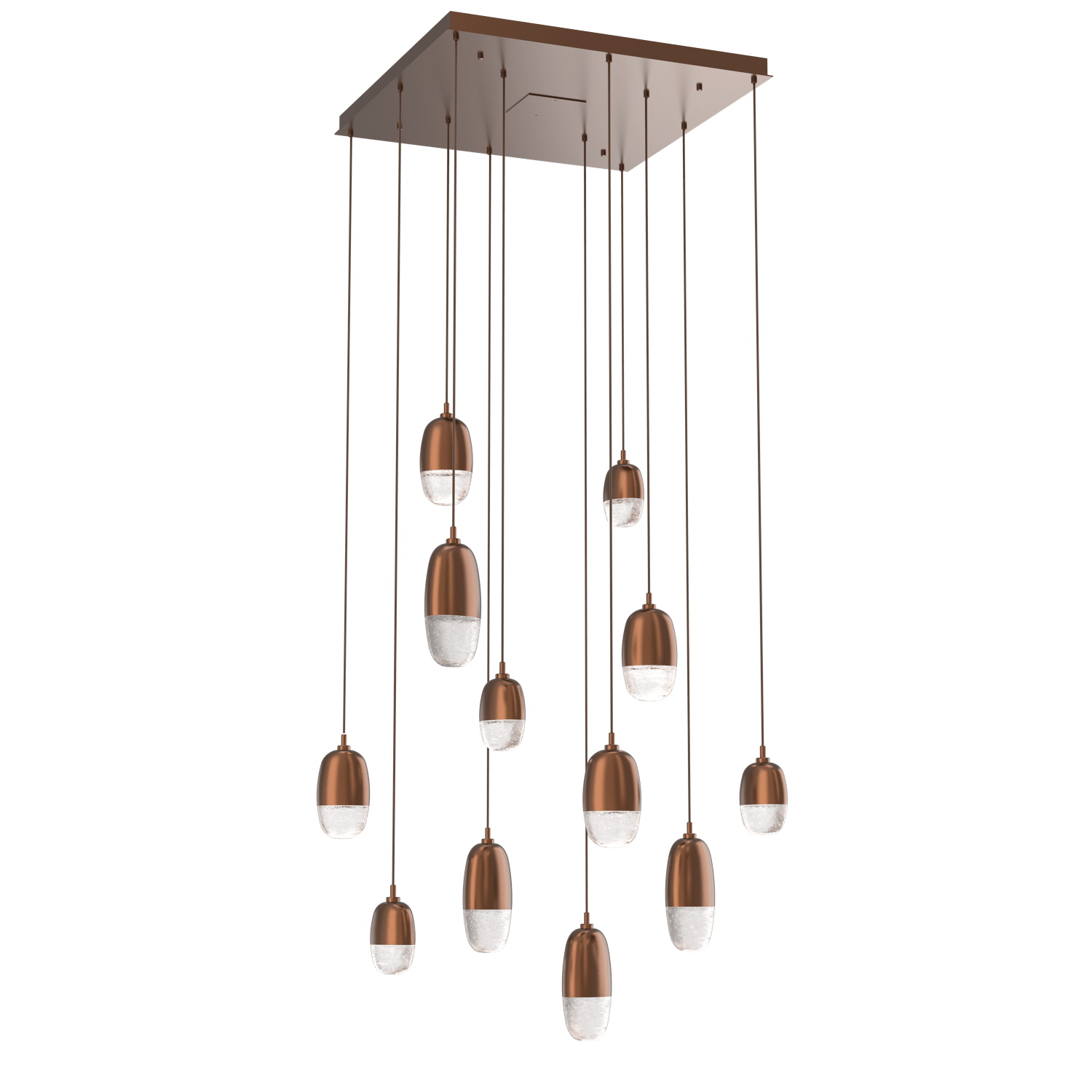 CHB0079-12-BB-Hammerton-Studio-Pebble-12-light-square-pendant-chandelier-with-burnished-bronze-finish-and-clear-cast-glass-shades-and-LED-lamping