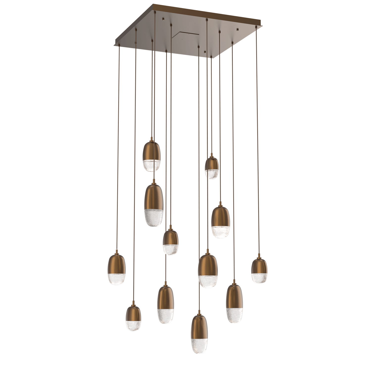 CHB0079-12-FB-Hammerton-Studio-Pebble-12-light-square-pendant-chandelier-with-flat-bronze-finish-and-clear-cast-glass-shades-and-LED-lamping
