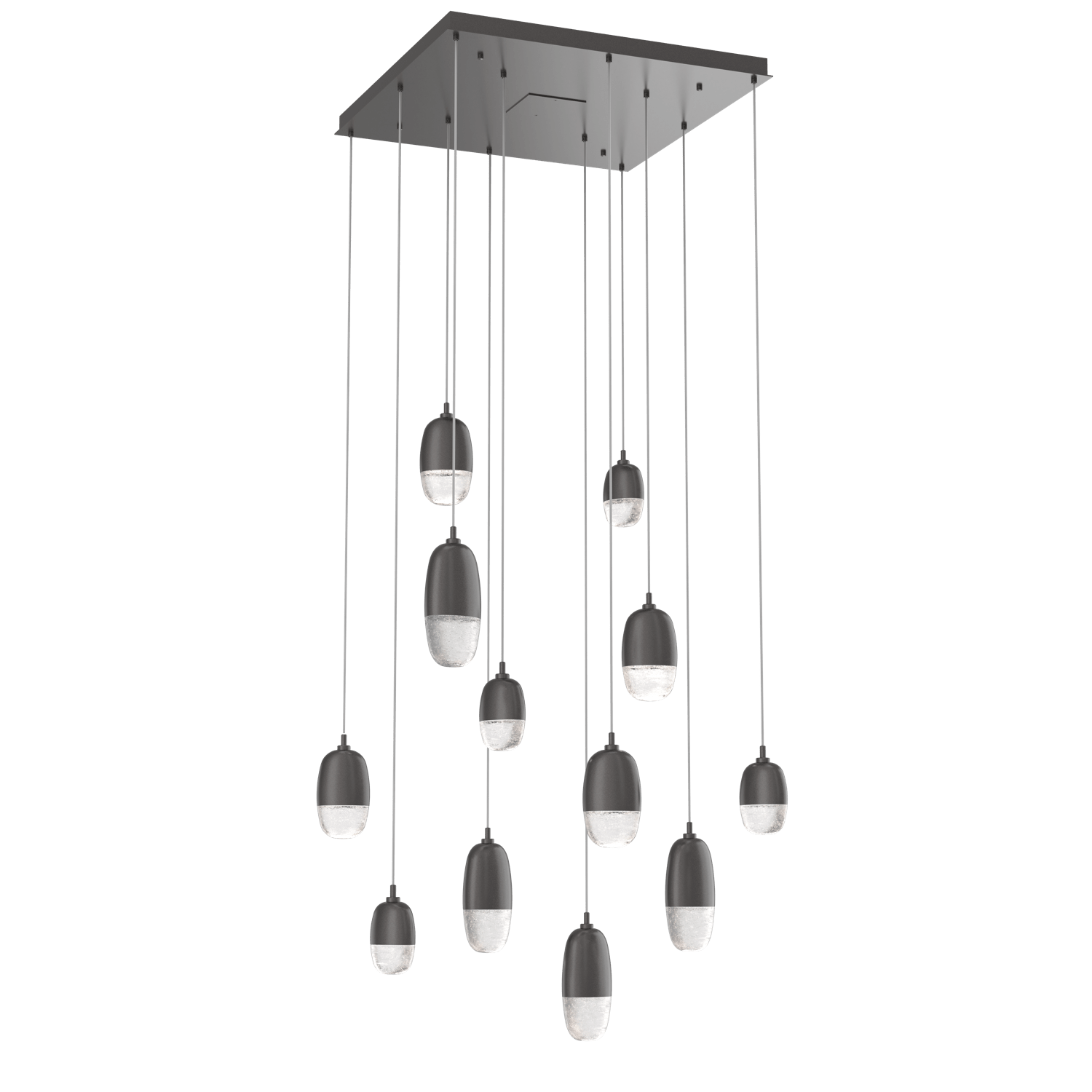 CHB0079-12-GP-Hammerton-Studio-Pebble-12-light-square-pendant-chandelier-with-graphite-finish-and-clear-cast-glass-shades-and-LED-lamping