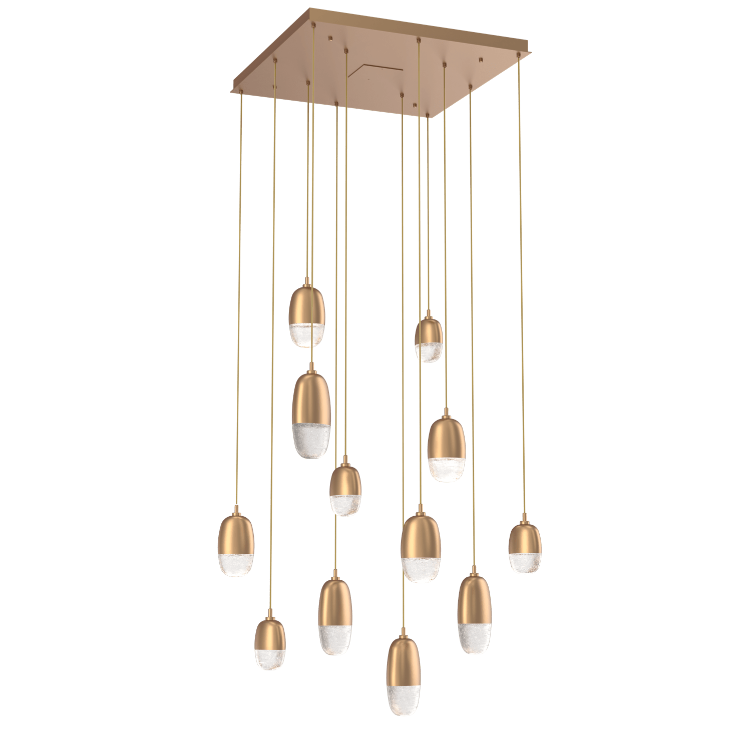 CHB0079-12-NB-Hammerton-Studio-Pebble-12-light-square-pendant-chandelier-with-novel-brass-finish-and-clear-cast-glass-shades-and-LED-lamping