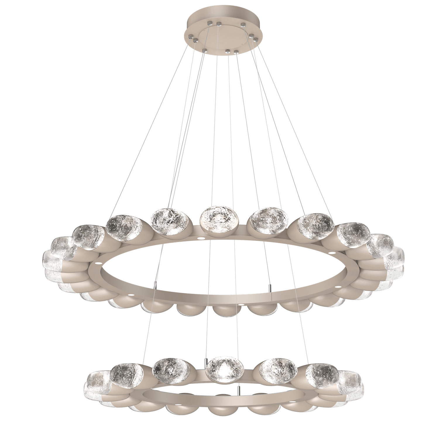 CHB0079-2T-BS-Hammerton-Studio-Pebble-48-inch-two-tier-radial-ring-chandelier-with-metallic-beige-silver-finish-and-clear-cast-glass-shades-and-LED-lamping