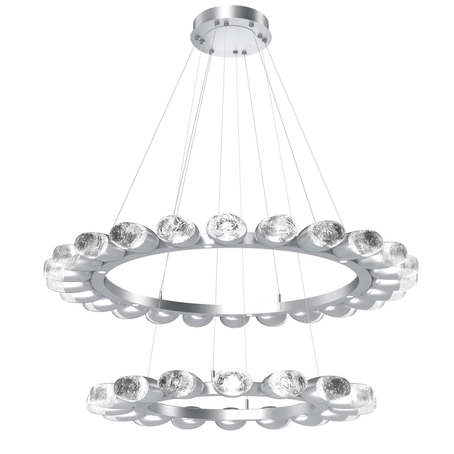 CHB0079-2T-CS-Hammerton-Studio-Pebble-48-inch-two-tier-radial-ring-chandelier-with-classic-silver-finish-and-clear-cast-glass-shades-and-LED-lamping