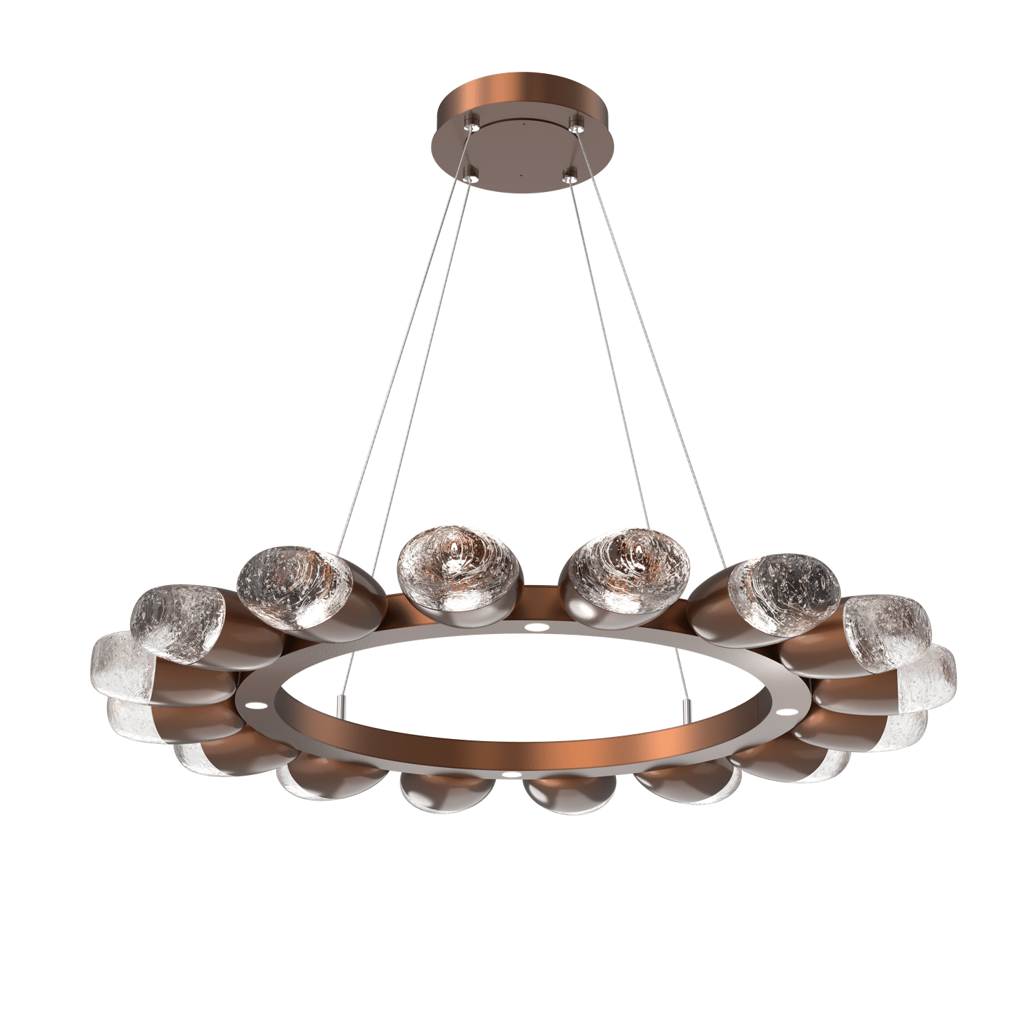 CHB0079-36-BB-Hammerton-Studio-Pebble-36-inch-radial-ring-chandelier-with-burnished-bronze-finish-and-clear-cast-glass-shades-and-LED-lamping