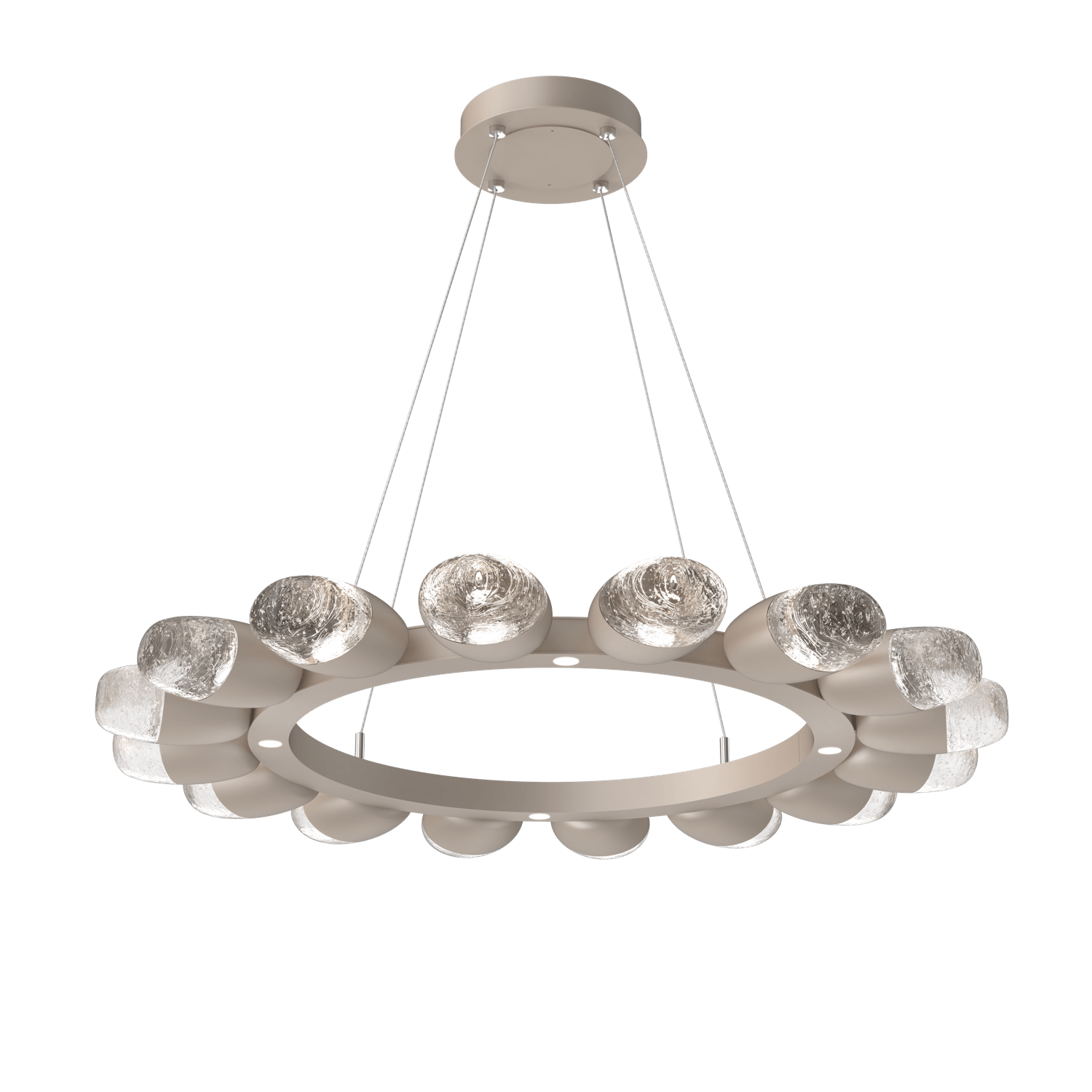 CHB0079-36-BS-Hammerton-Studio-Pebble-36-inch-radial-ring-chandelier-with-metallic-beige-silver-finish-and-clear-cast-glass-shades-and-LED-lamping