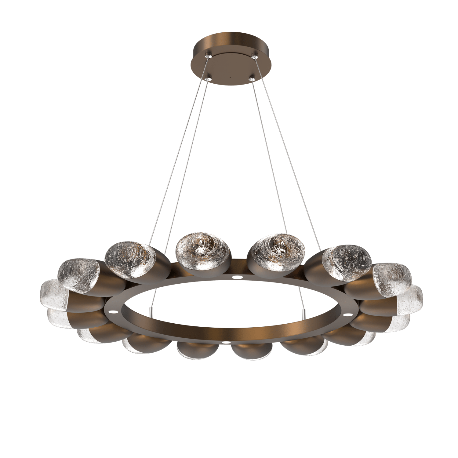 CHB0079-36-FB-Hammerton-Studio-Pebble-36-inch-radial-ring-chandelier-with-flat-bronze-finish-and-clear-cast-glass-shades-and-LED-lamping