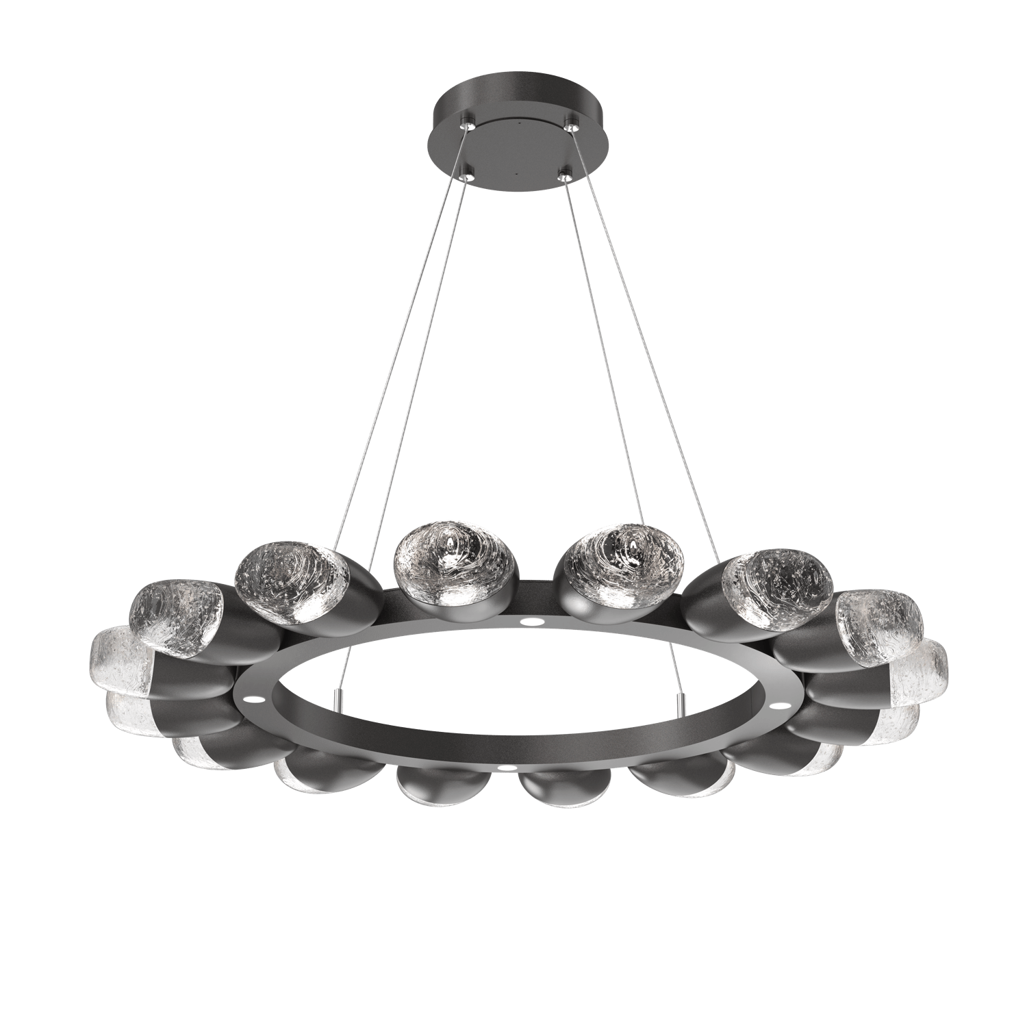 CHB0079-36-GP-Hammerton-Studio-Pebble-36-inch-radial-ring-chandelier-with-graphite-finish-and-clear-cast-glass-shades-and-LED-lamping