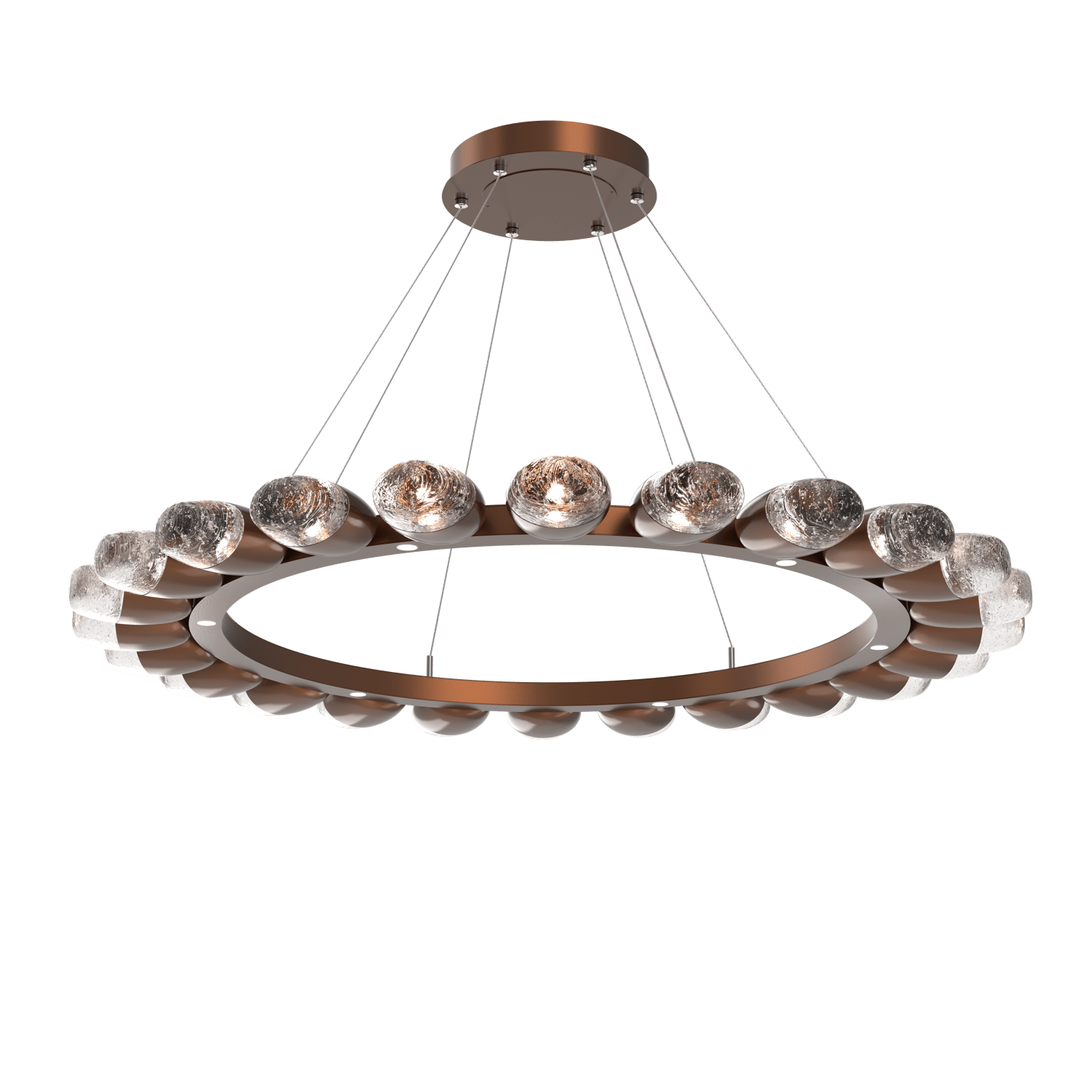 CHB0079-48-BB-Hammerton-Studio-Pebble-48-inch-radial-ring-chandelier-with-burnished-bronze-finish-and-clear-cast-glass-shades-and-LED-lamping