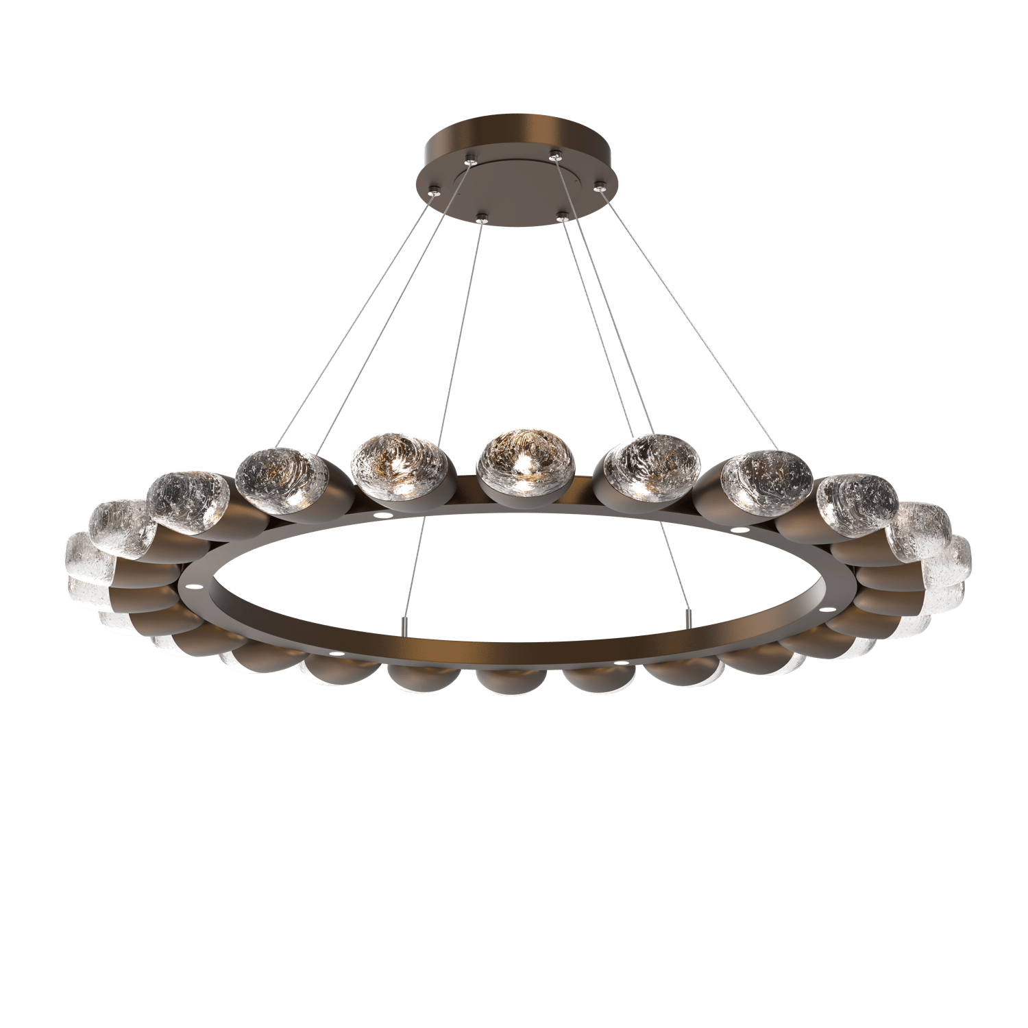 CHB0079-48-FB-Hammerton-Studio-Pebble-48-inch-radial-ring-chandelier-with-flat-bronze-finish-and-clear-cast-glass-shades-and-LED-lamping