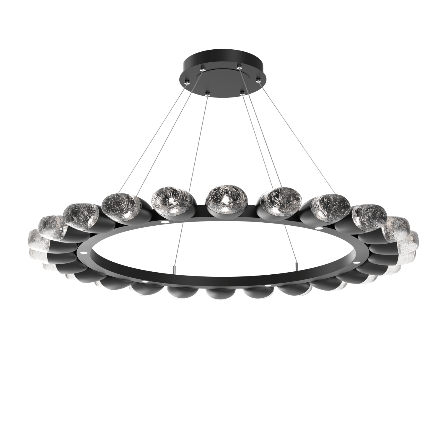 CHB0079-48-MB-Hammerton-Studio-Pebble-48-inch-radial-ring-chandelier-with-matte-black-finish-and-clear-cast-glass-shades-and-LED-lamping
