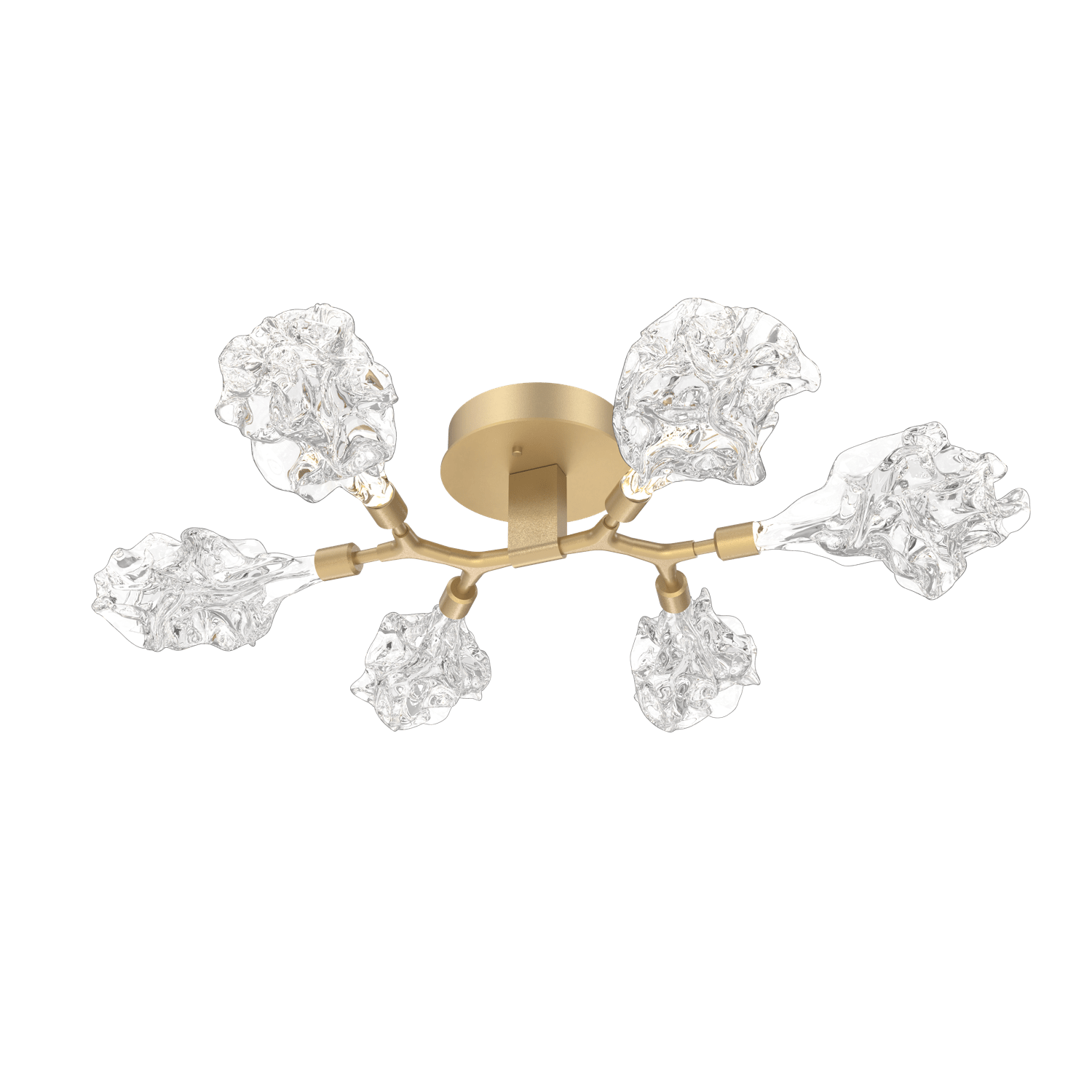 CLB0059-01-GB-Hammerton-Studio-Blossom-6-light-organic-flush-mount-light-with-gilded-brass-finish-and-clear-handblown-crystal-glass-shades-and-LED-lamping