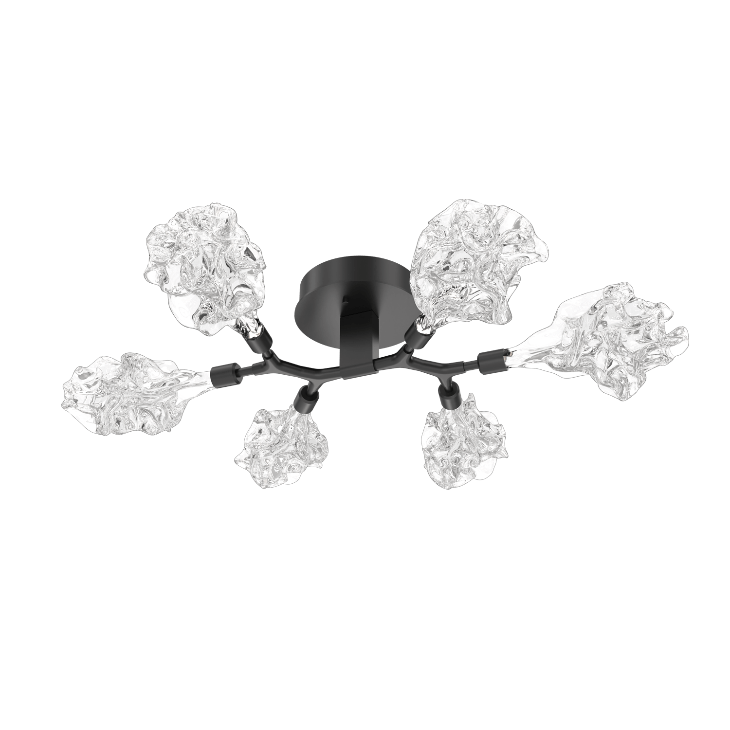 CLB0059-01-MB-Hammerton-Studio-Blossom-6-light-organic-flush-mount-light-with-matte-black-finish-and-clear-handblown-crystal-glass-shades-and-LED-lamping