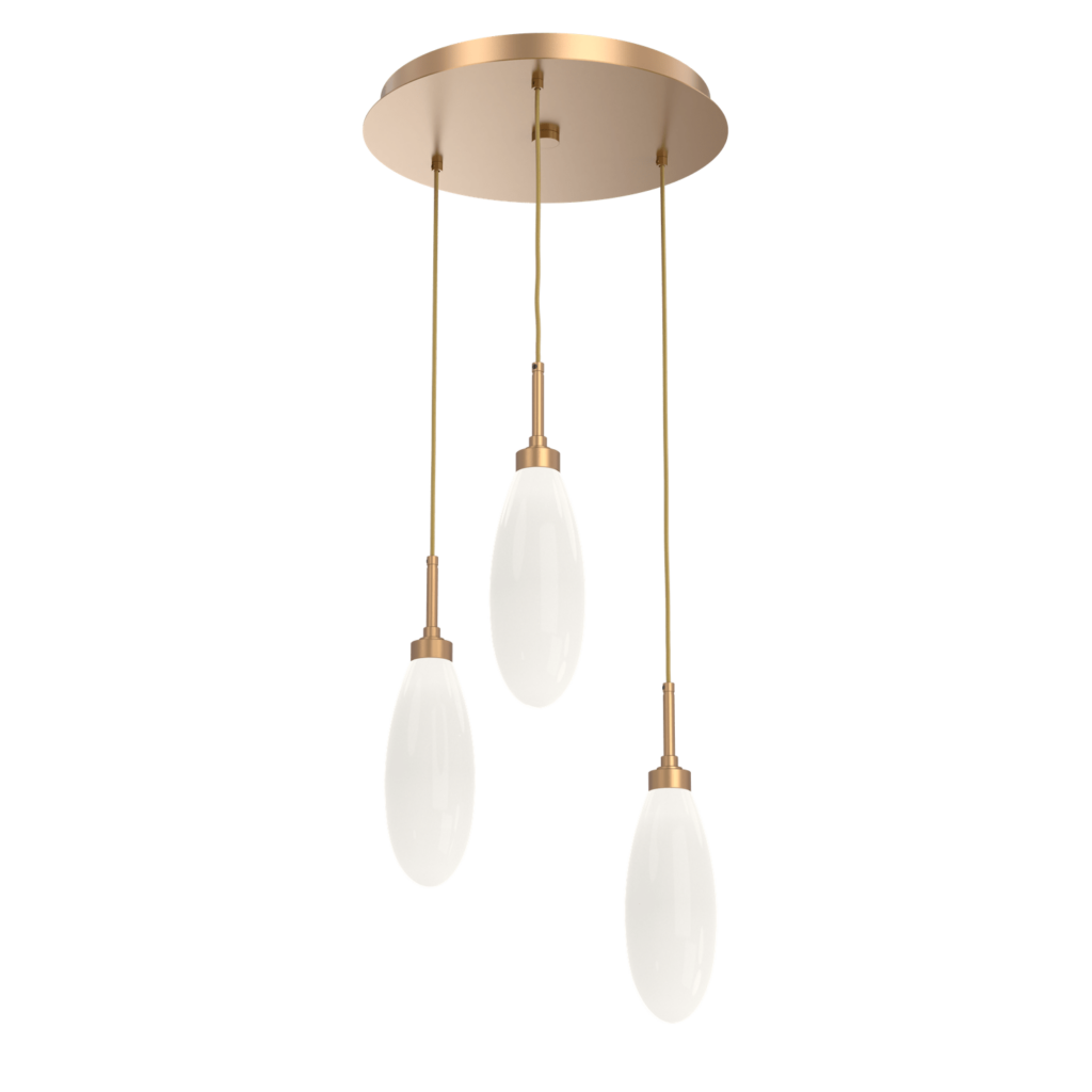 Hammerton Studio Fiori Round 3 pendant lights chandelier in Novel Brass CHB0071-03-NB