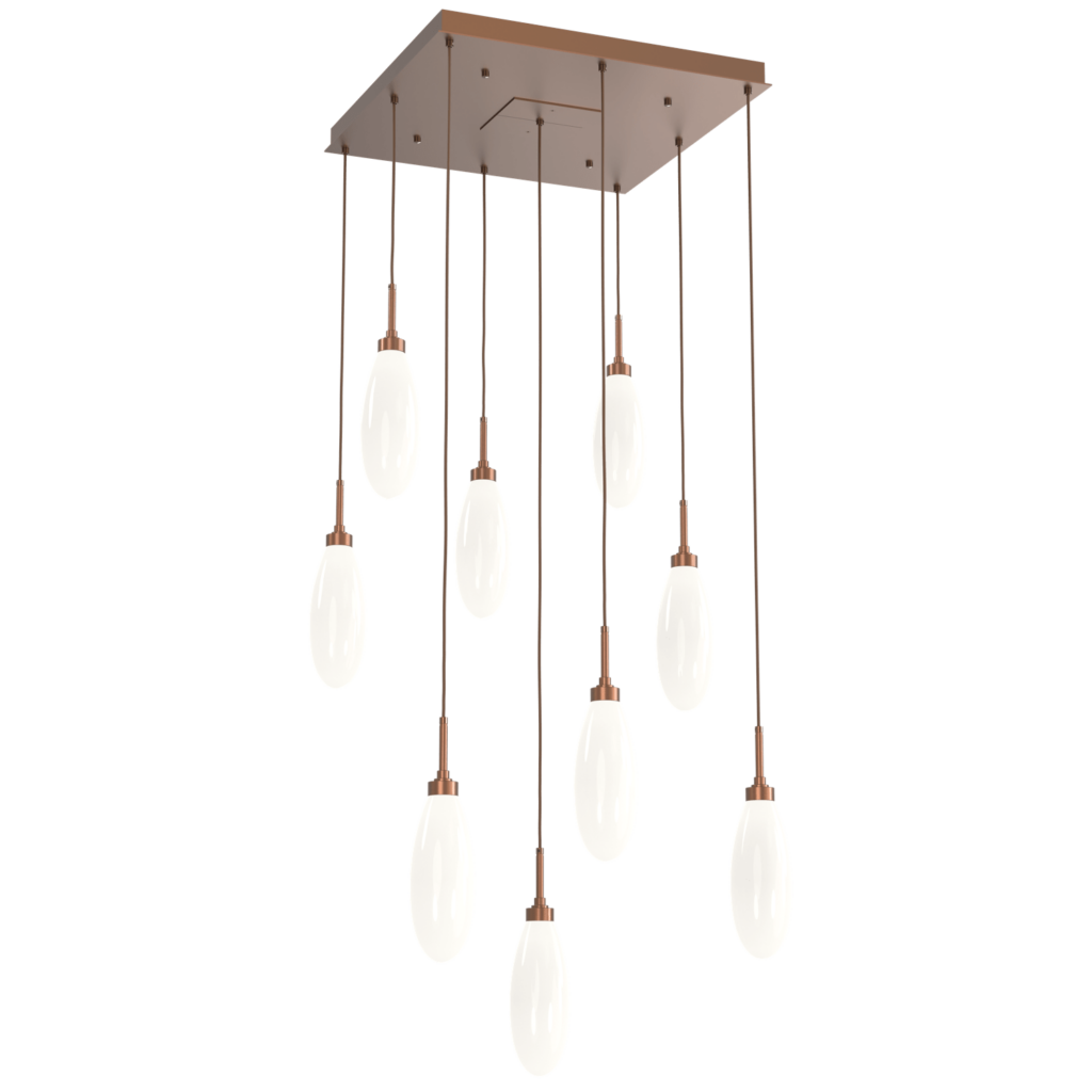 Hammerton Studio Fiori square 9 pendant lights chandelier in Burnished Bronze CHB0071-09-BB