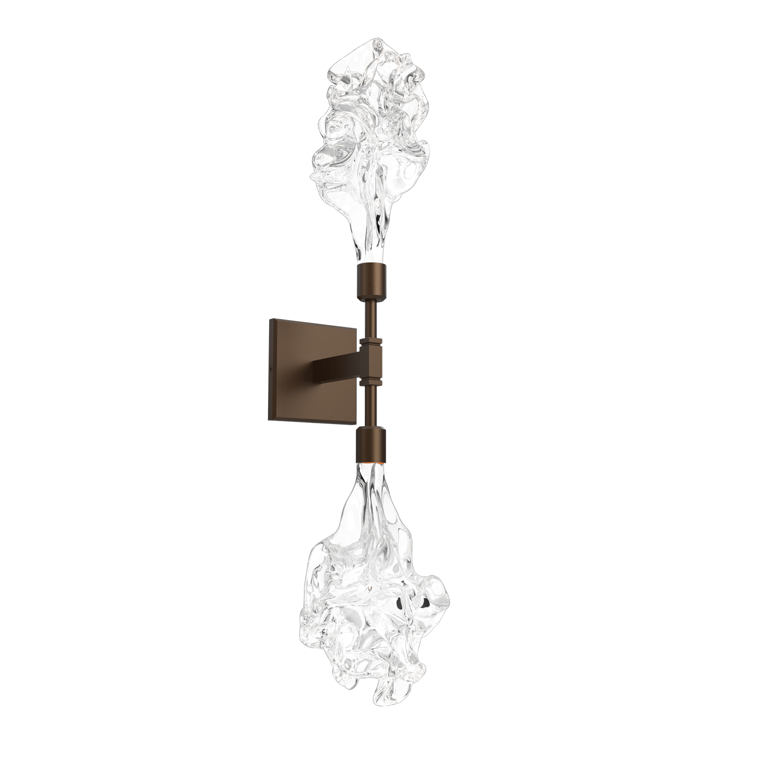 IDB0059-02-FB-Hammerton-Studio-Blossom-double-wall-sconce-with-flat-bronze-finish-and-clear-handblown-crystal-glass-shades-and-LED-lamping