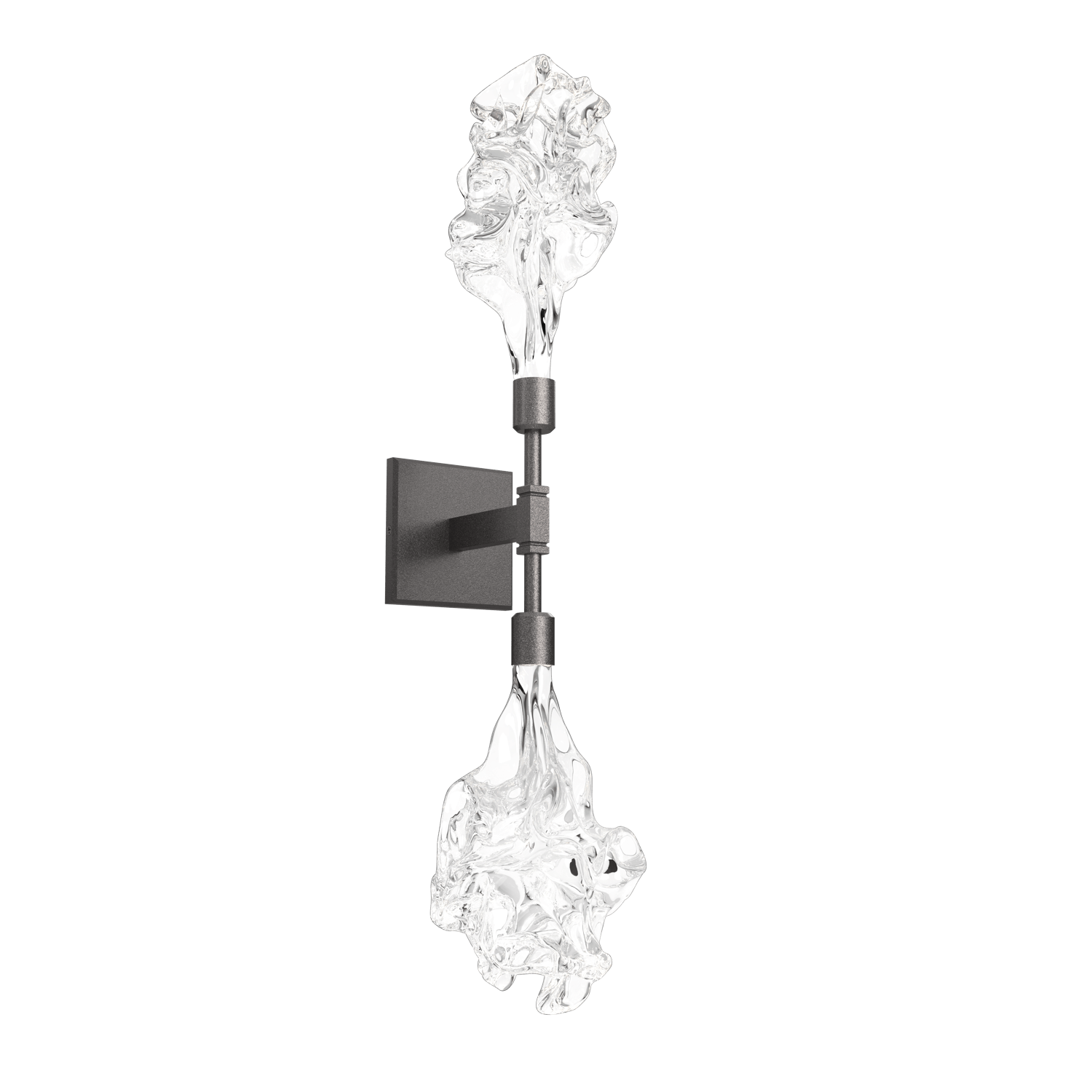 IDB0059-02-GP-Hammerton-Studio-Blossom-double-wall-sconce-with-graphite-finish-and-clear-handblown-crystal-glass-shades-and-LED-lamping