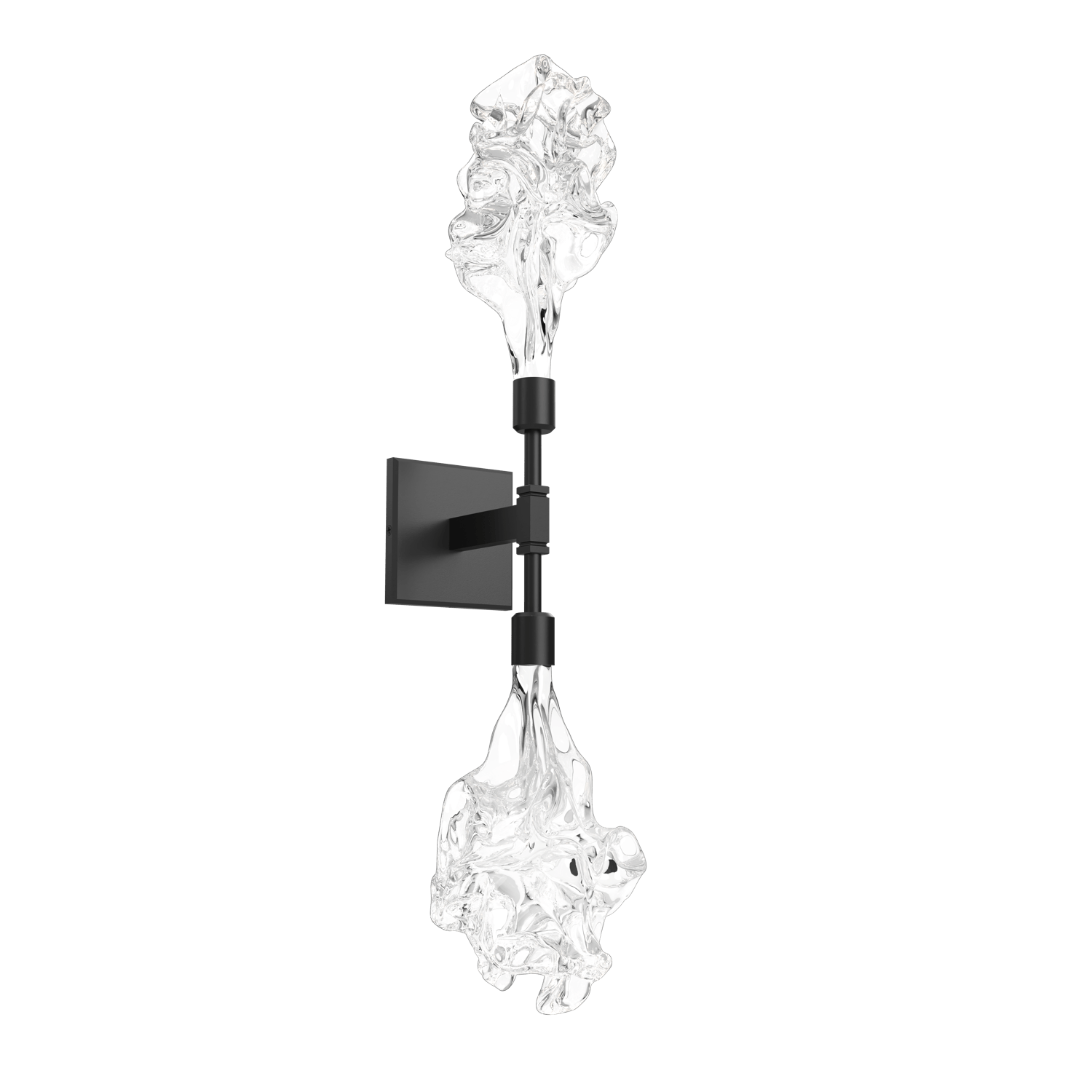 IDB0059-02-MB-Hammerton-Studio-Blossom-double-wall-sconce-with-matte-black-finish-and-clear-handblown-crystal-glass-shades-and-LED-lamping