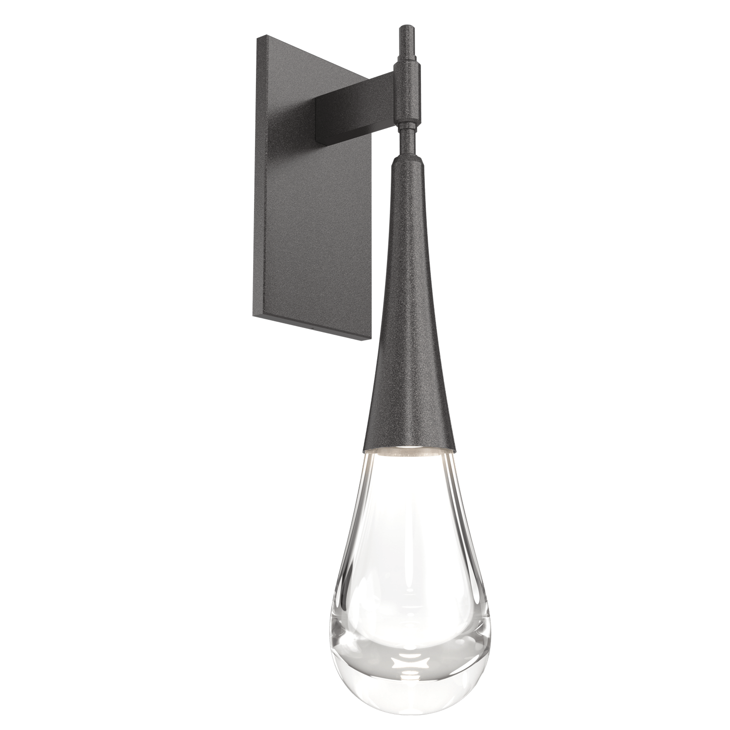 IDB0078-01-GP-Hammerton-Studio-Raindrop-wall-sconce-with-graphite-finish-and-clear-blown-glass-shades-and-LED-lamping