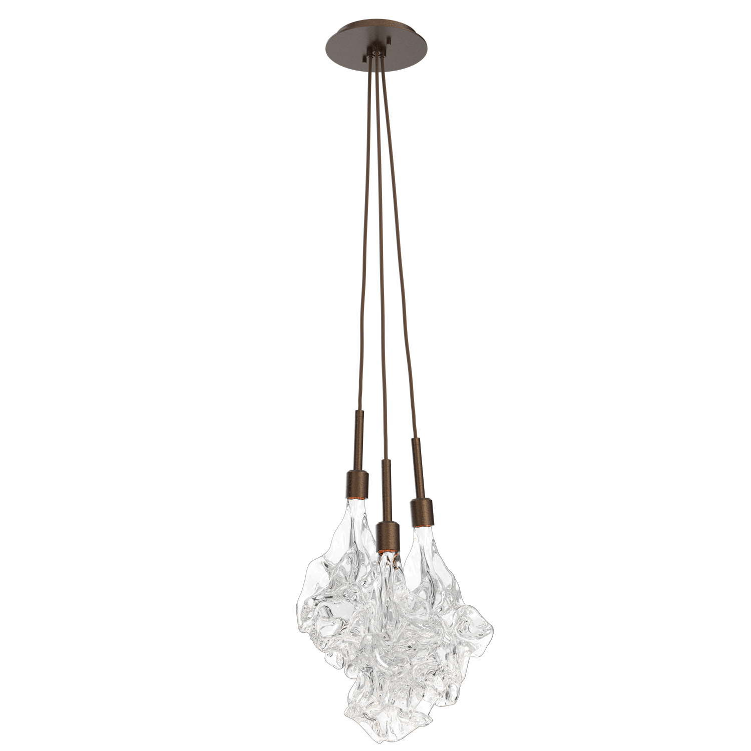 LAB0059-0A-FB-Hammerton-Studio-Blossom-3-light-cluster-pendant-light-with-flat-bronze-finish-and-clear-handblown-crystal-glass-shades-and-LED-lamping