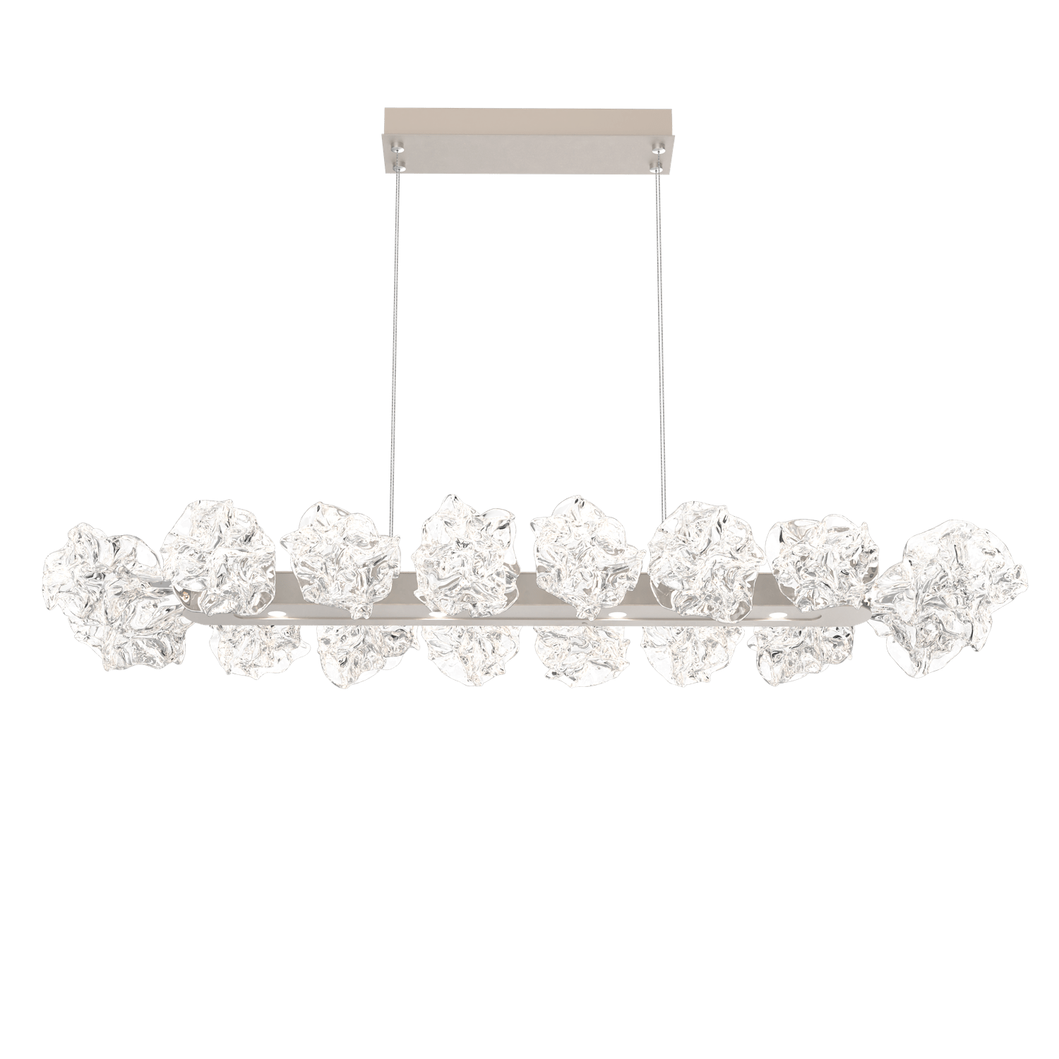 PLB0059-48-BS-Hammerton-Studio-Blossom-48-inch-linear-chandelier-with-metallic-beige-silver-finish-and-clear-handblown-crystal-glass-shades-and-LED-lamping