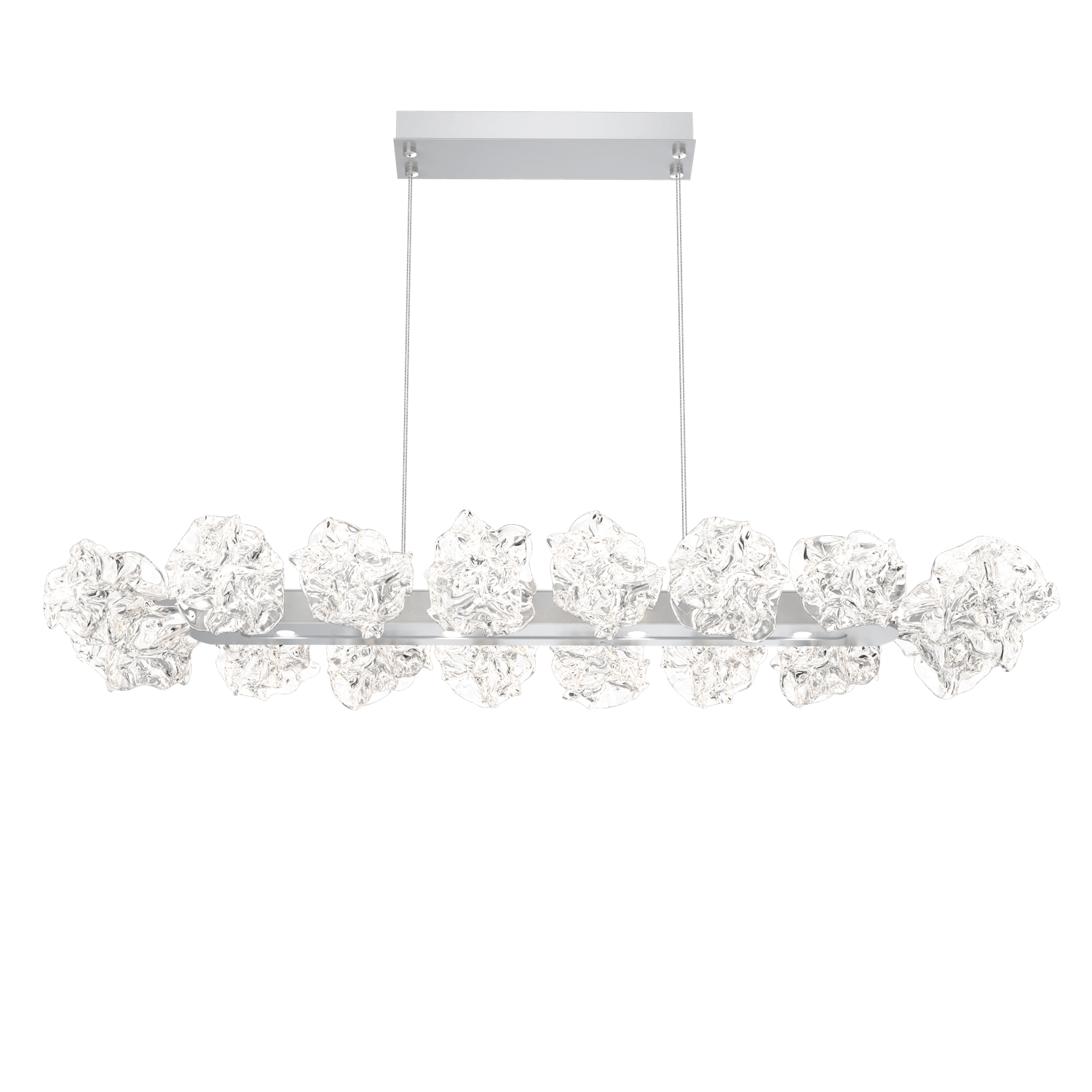 PLB0059-48-CS-Hammerton-Studio-Blossom-48-inch-linear-chandelier-with-classic-silver-finish-and-clear-handblown-crystal-glass-shades-and-LED-lamping